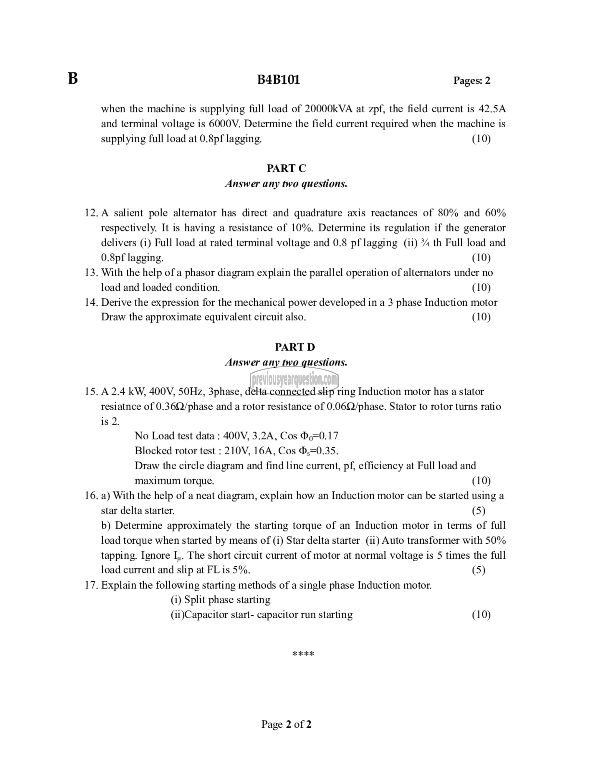 Question Paper - Synchronous and Induction Machines-2