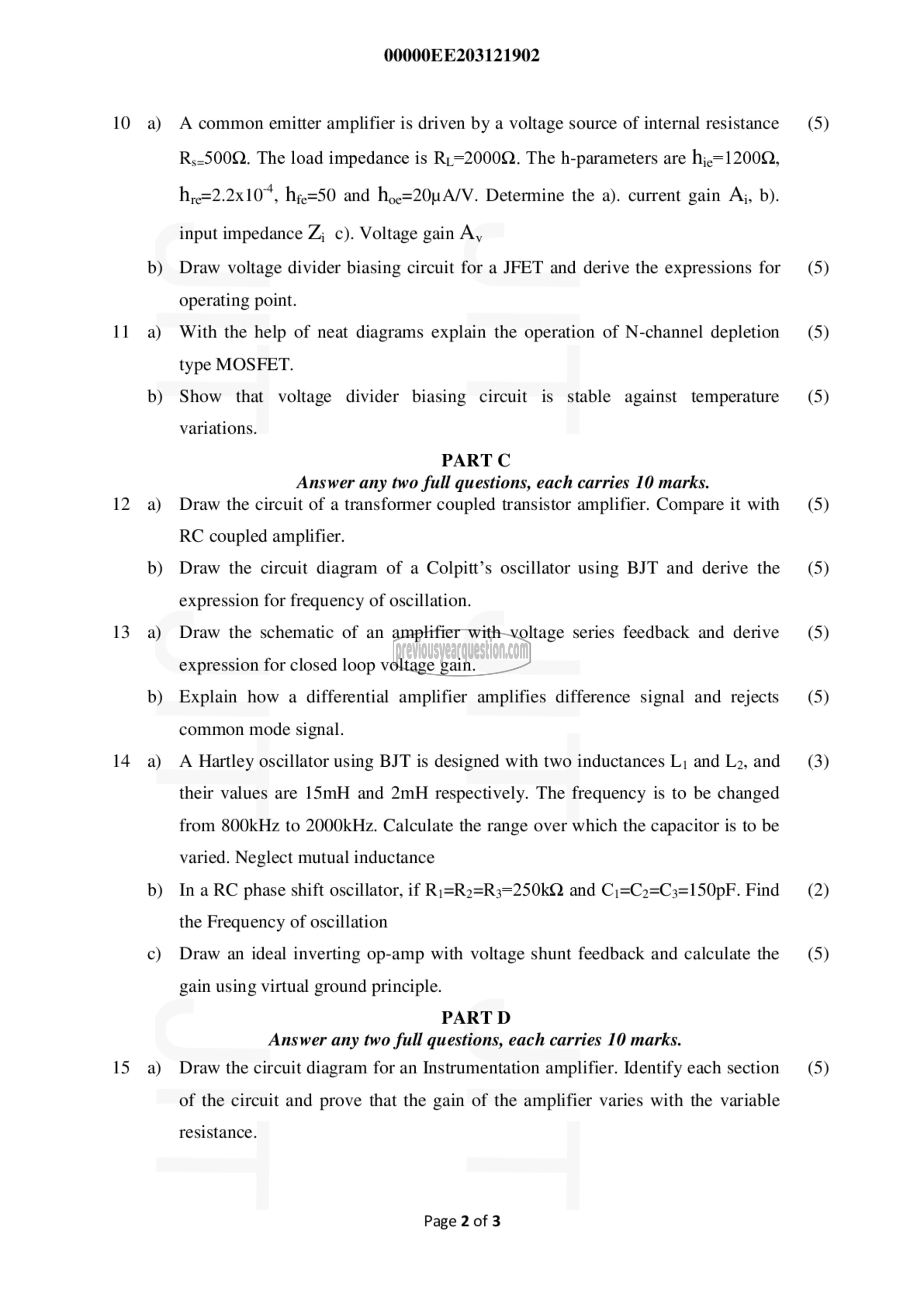 Question Paper - Analog Electronic Circuits-2