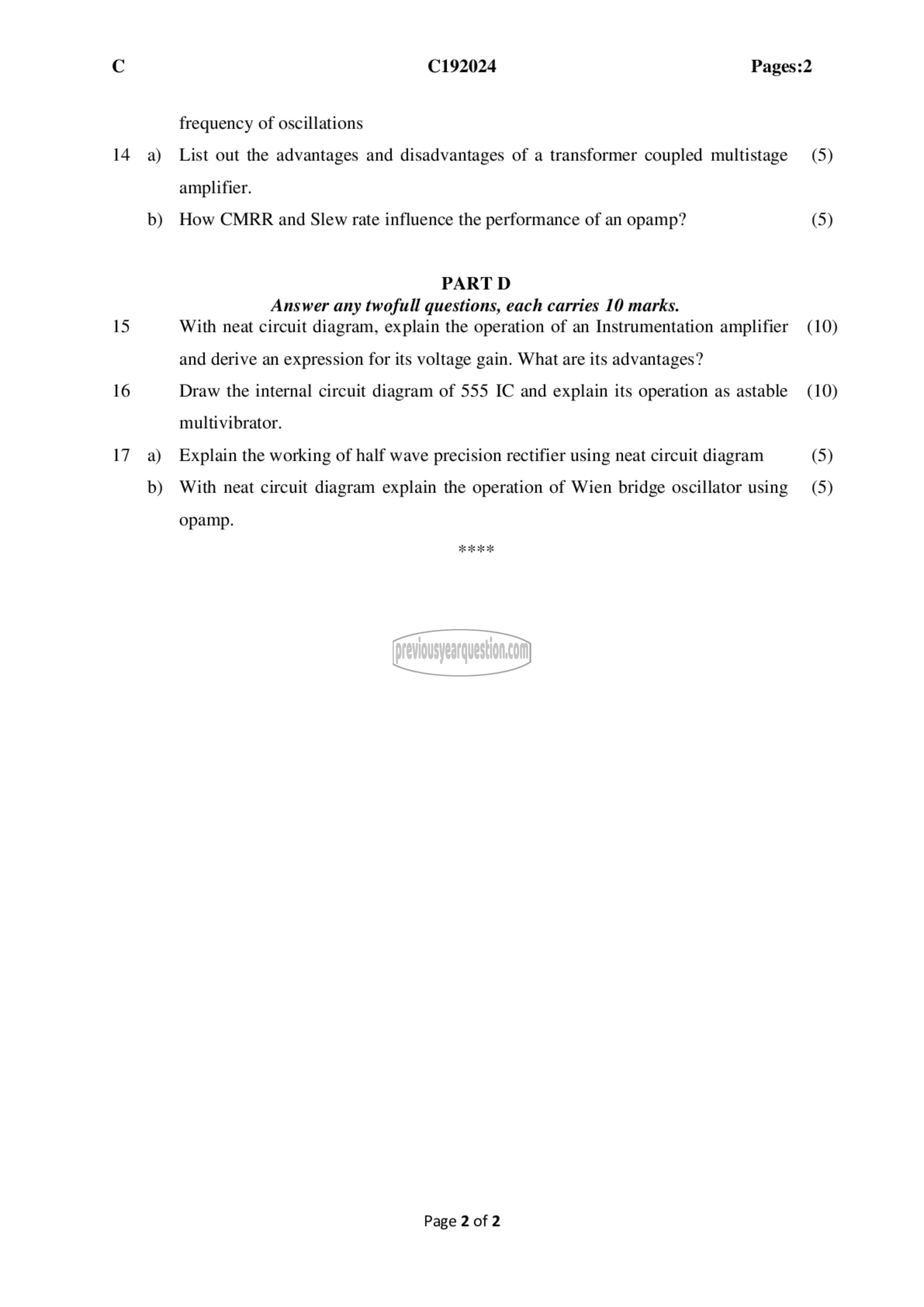 Question Paper - Analog Electronic Circuits-2