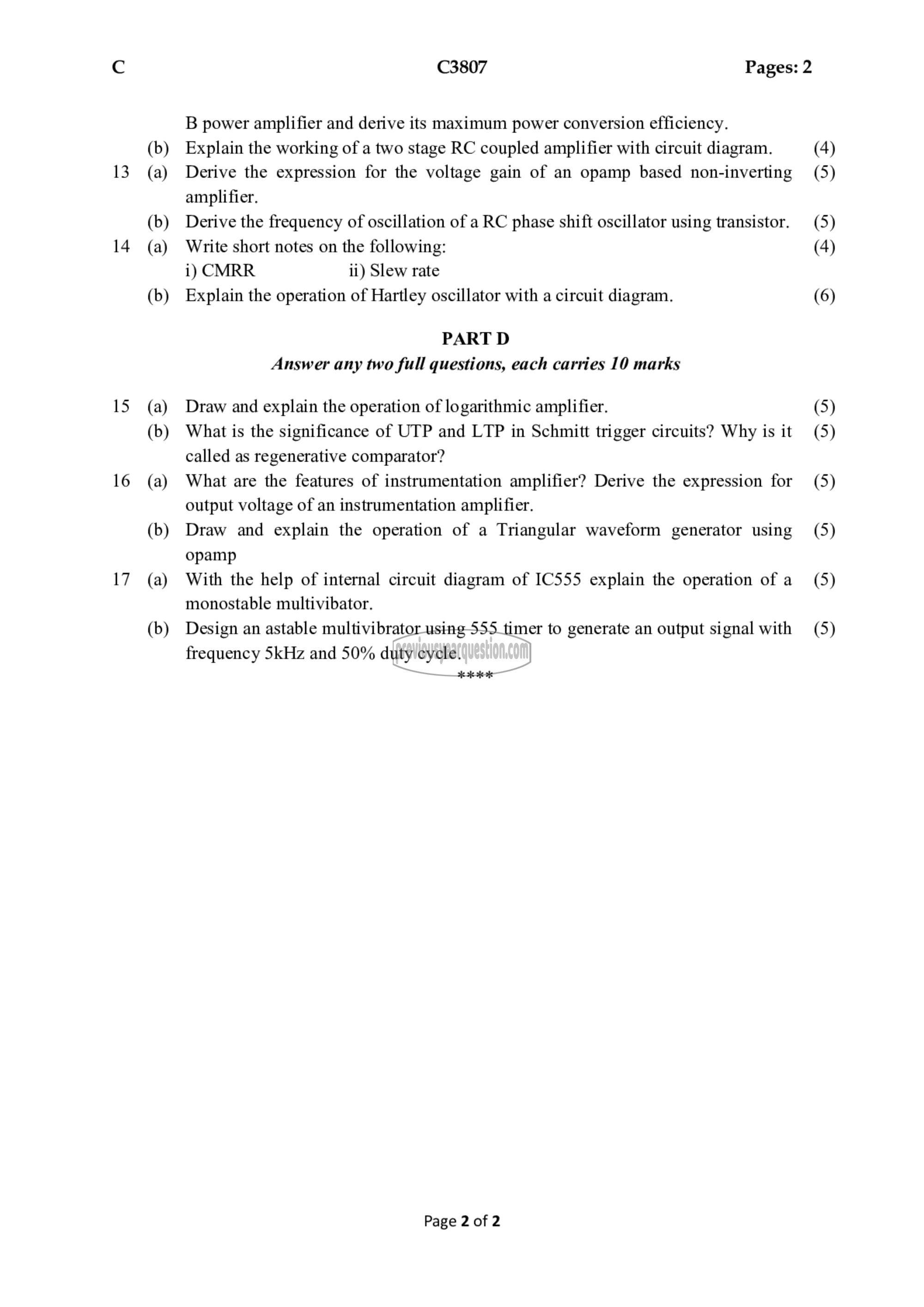 Question Paper - Analog Electronic Circuits-2