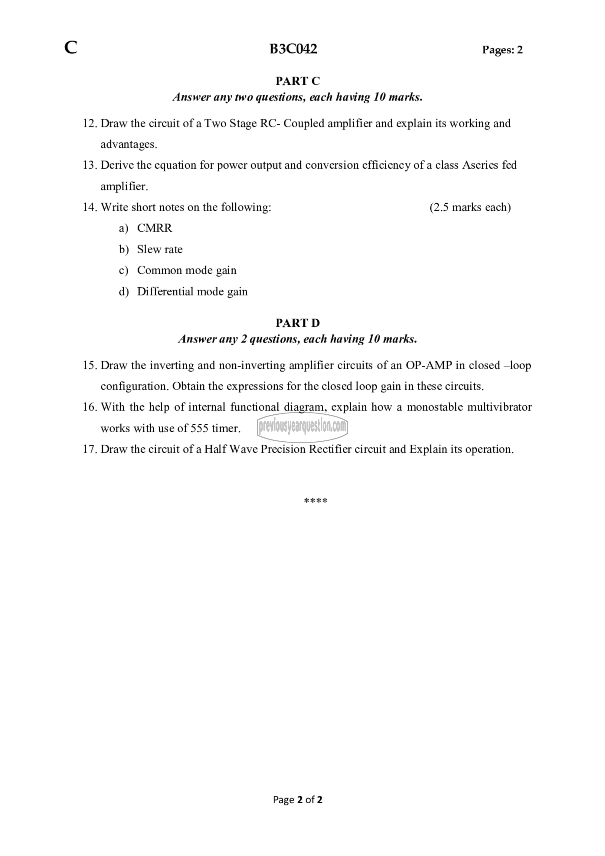 Question Paper - Analog Electronic Circuits-2