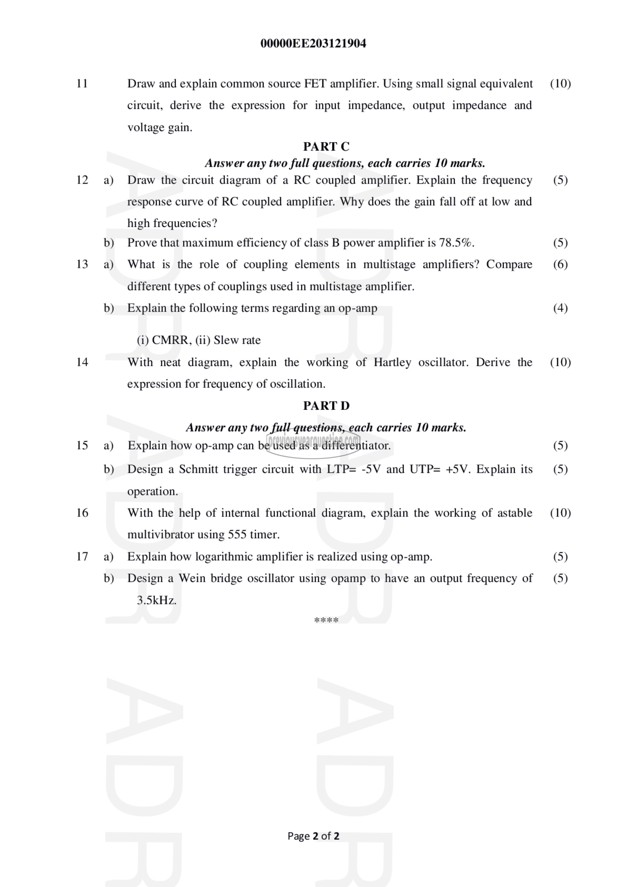 Question Paper - Analog Electronic Circuits-2