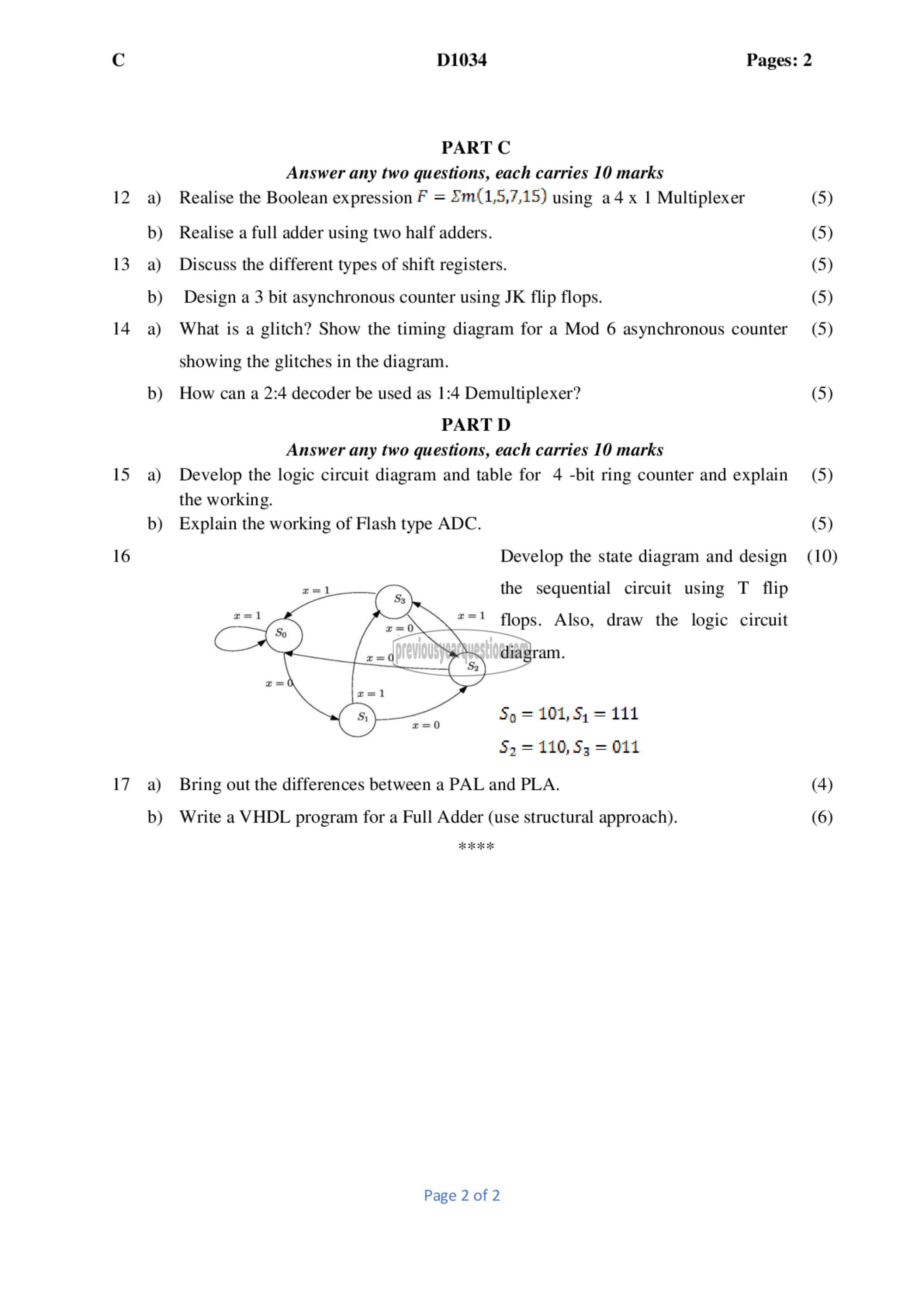 Question Paper - Digital Electronics and Logic Design-2