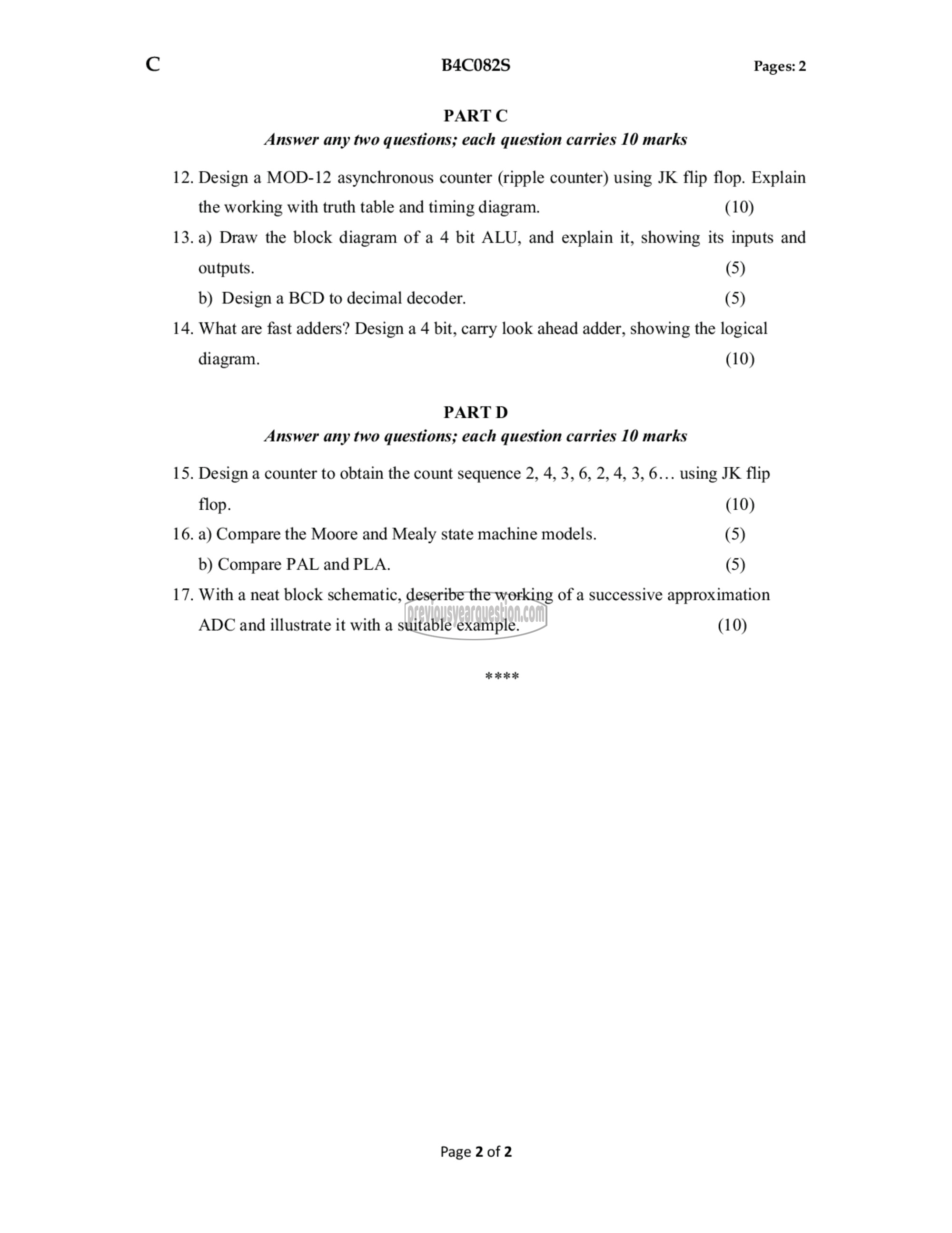 Question Paper - Digital Electronics and Logic Design-2