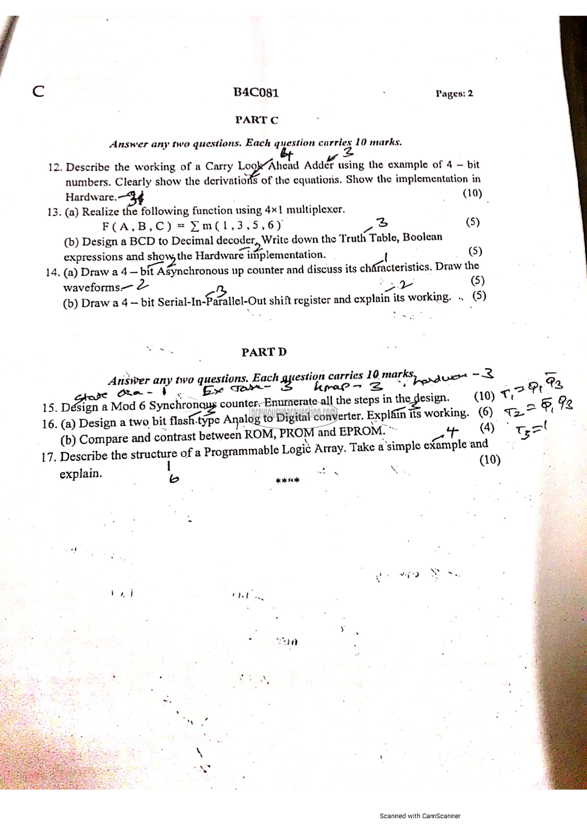 Question Paper - Digital Electronics and Logic Design-2