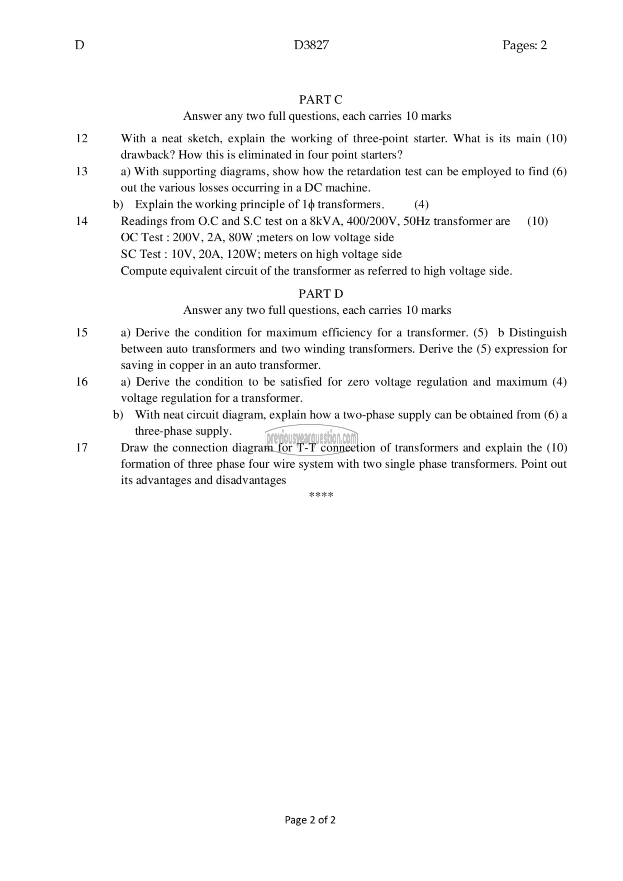 Question Paper - DC Machines and Transformers-2