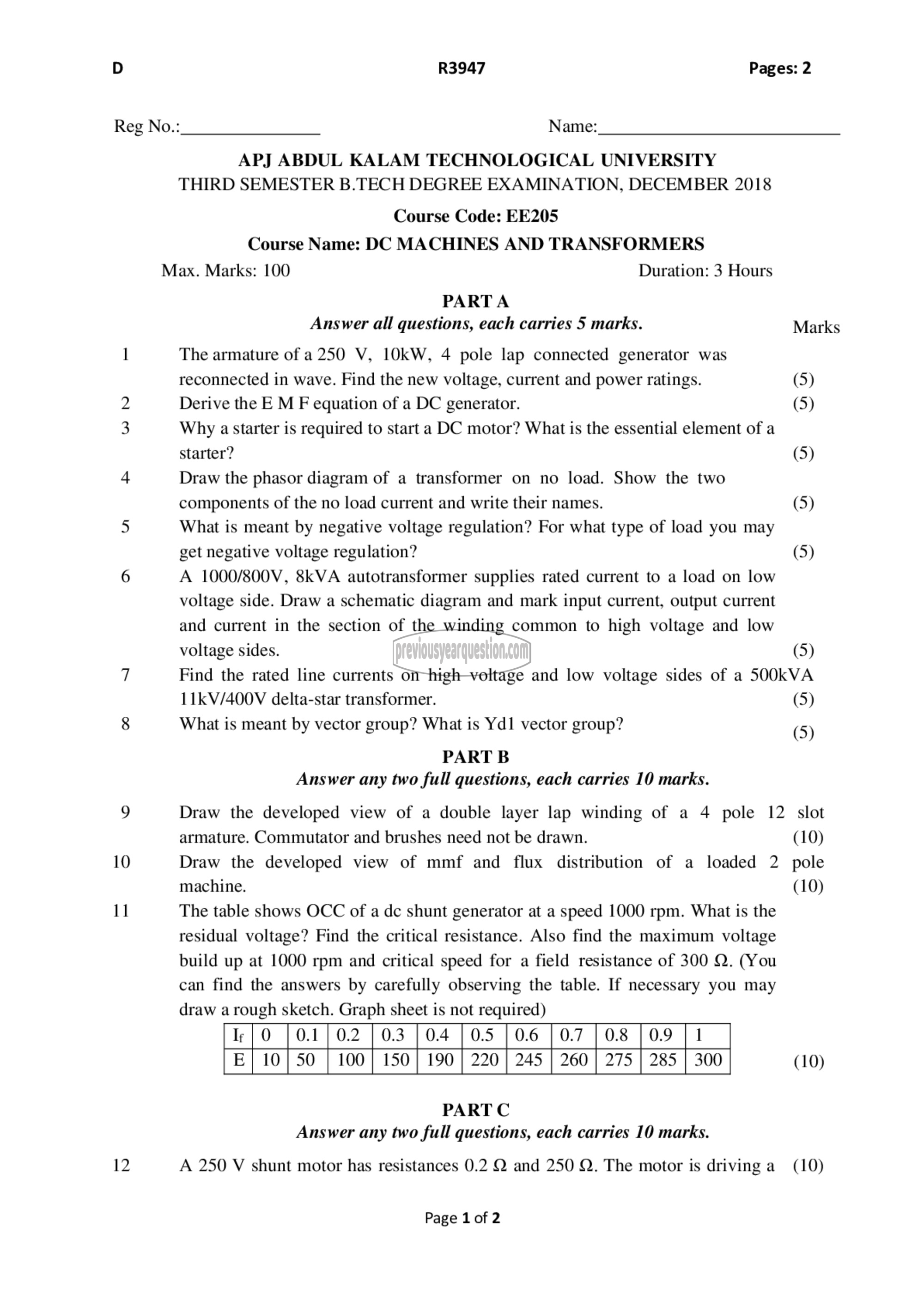 Question Paper - DC Machines and Transformers-1