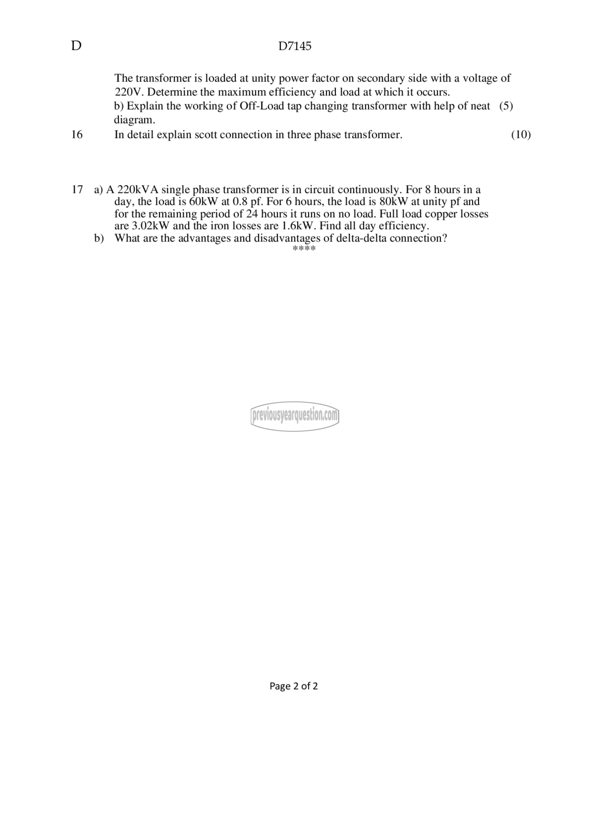 Question Paper - DC Machines and Transformers-2