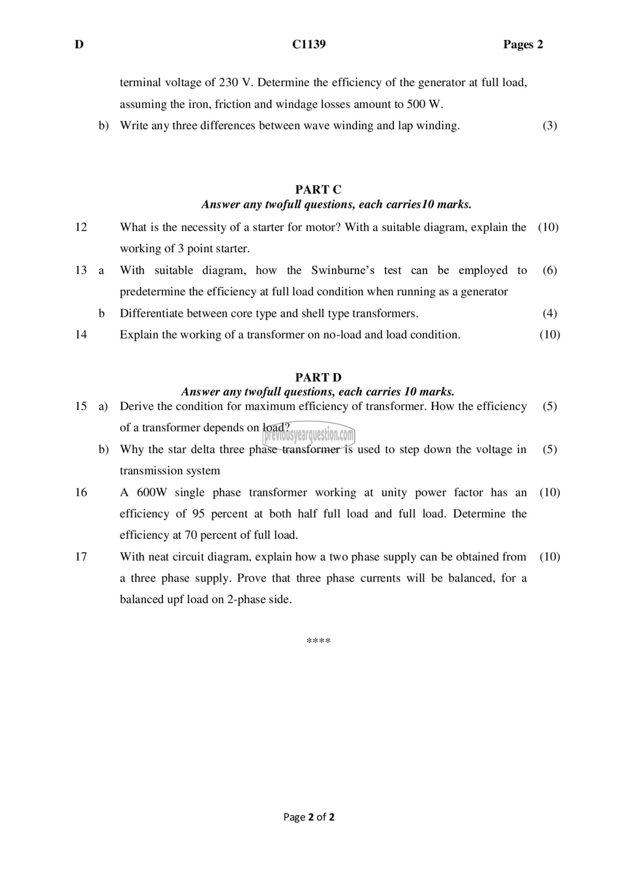 Question Paper - DC Machines and Transformers-2