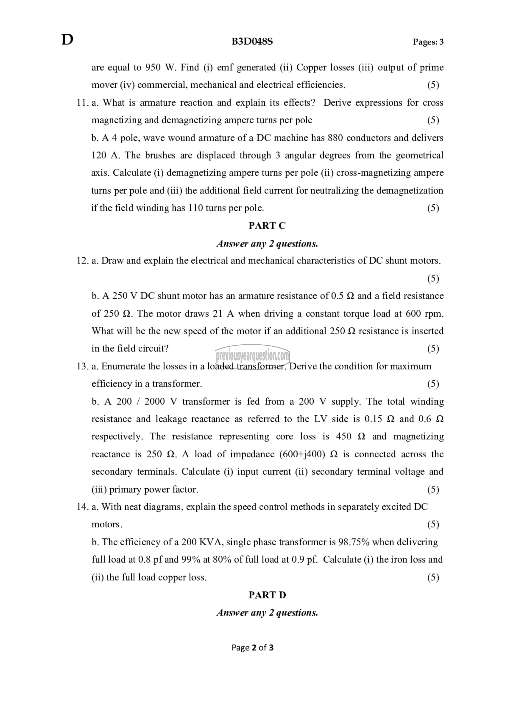 Question Paper - DC Machines and Transformers-2