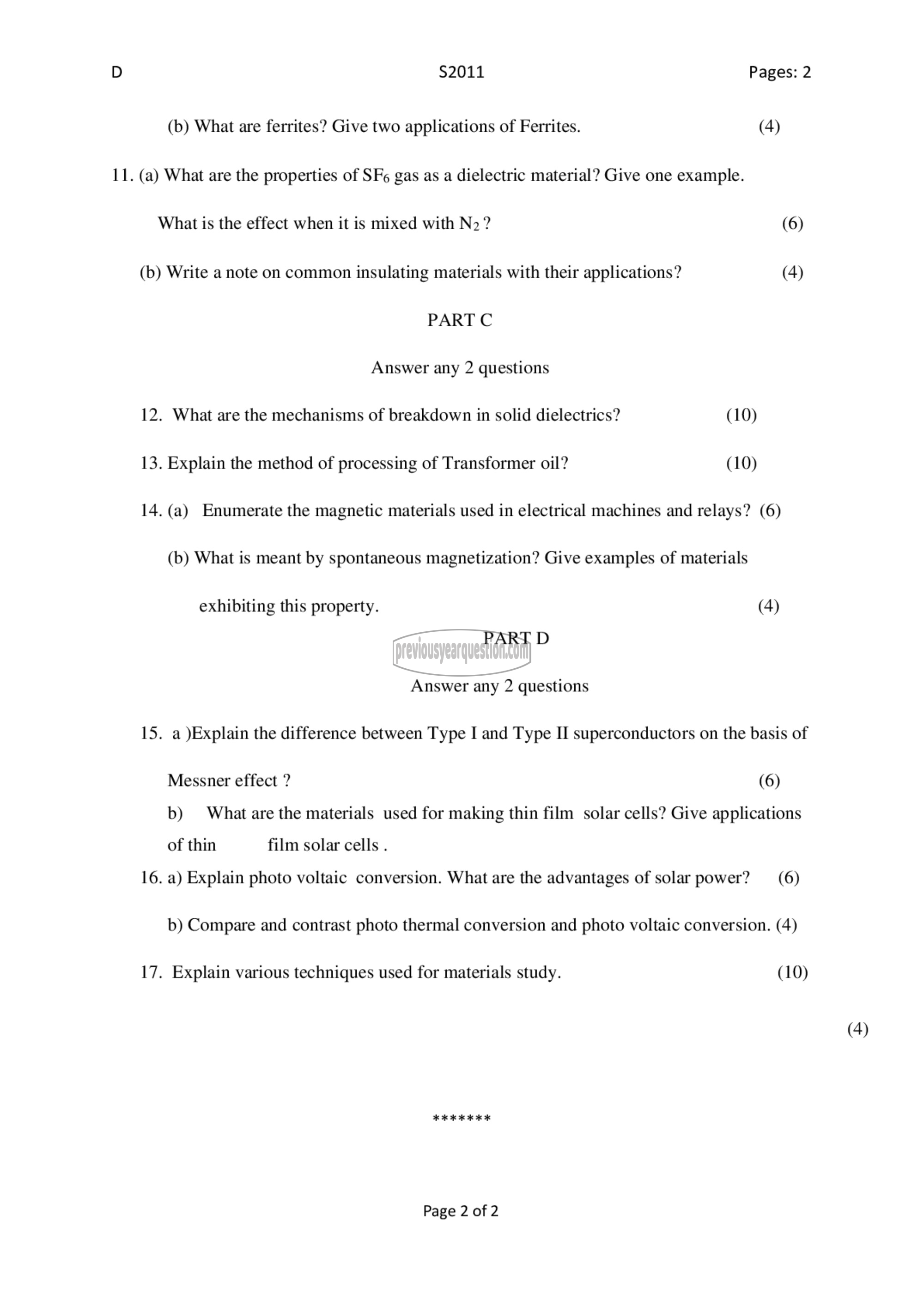 Question Paper - Material Science-2