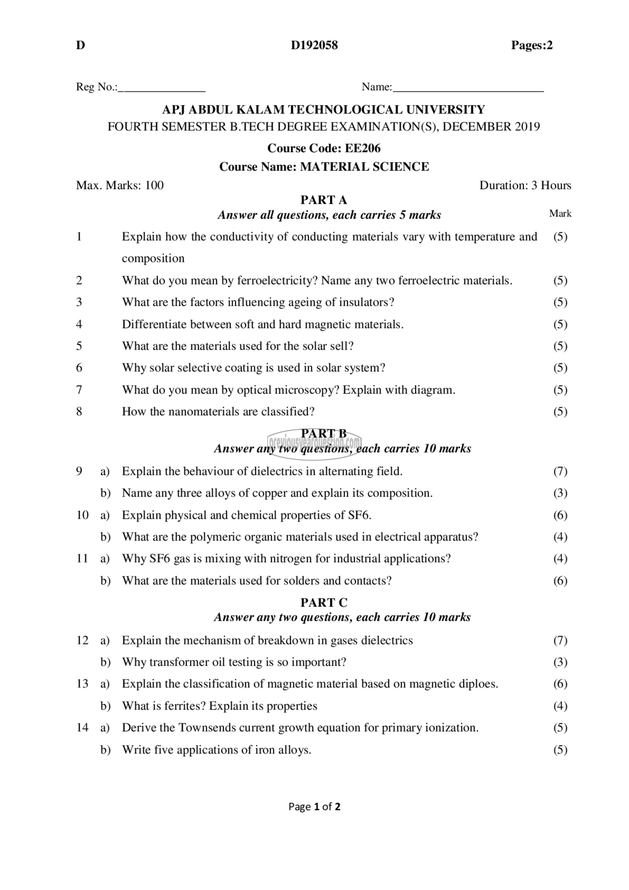 Question Paper - Material Science-1