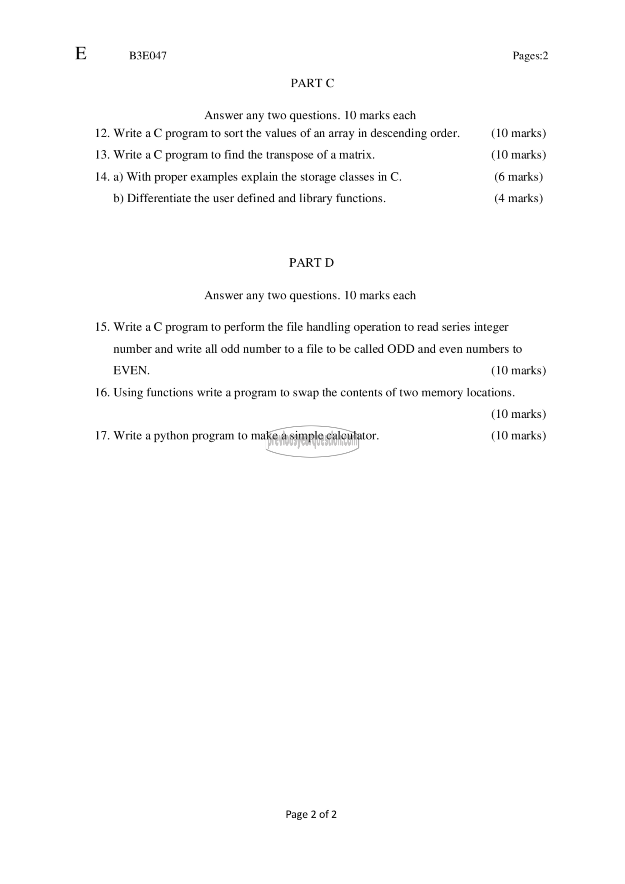 Question Paper - Computer Programming-2