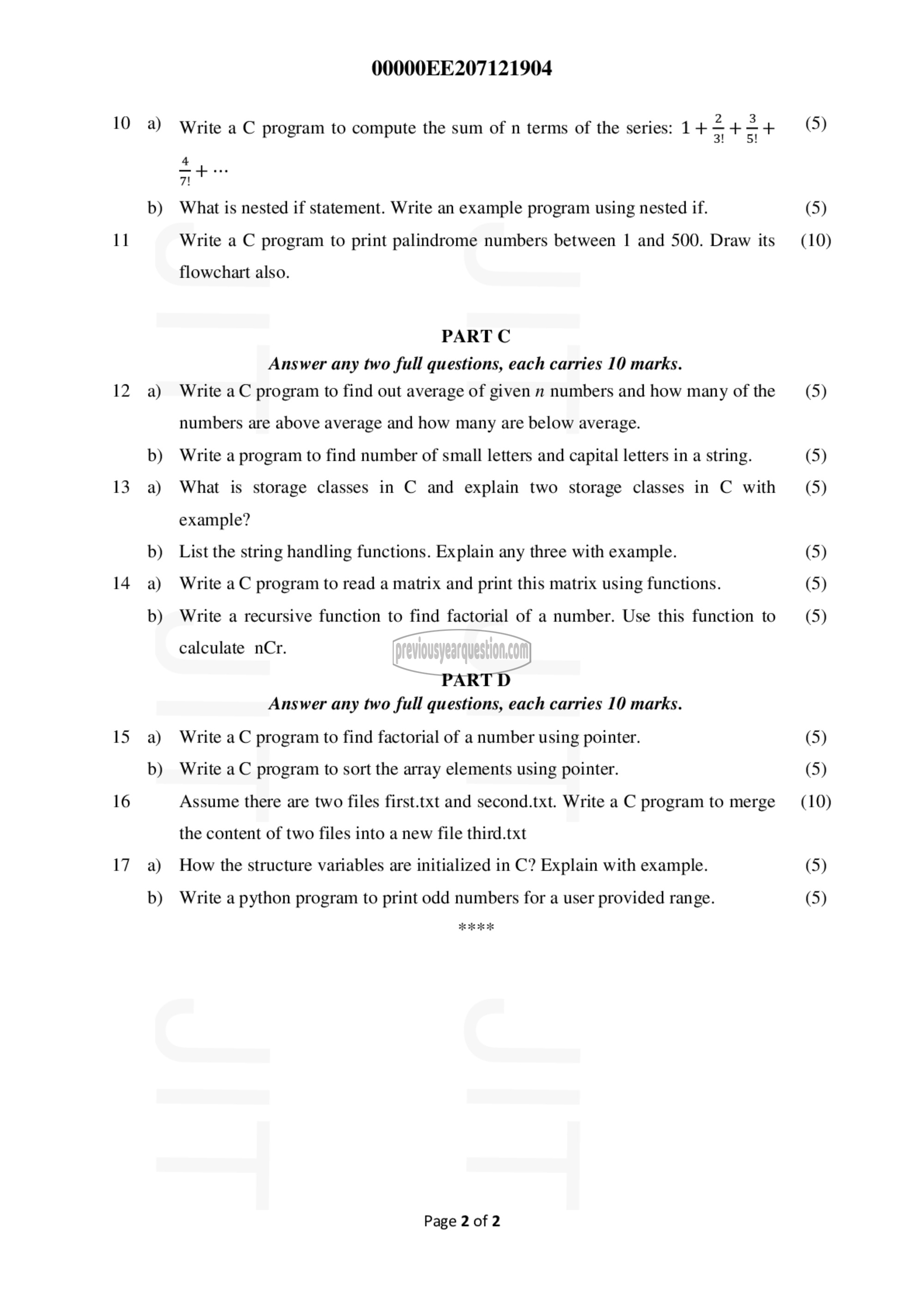 Question Paper - Computer Programming-2