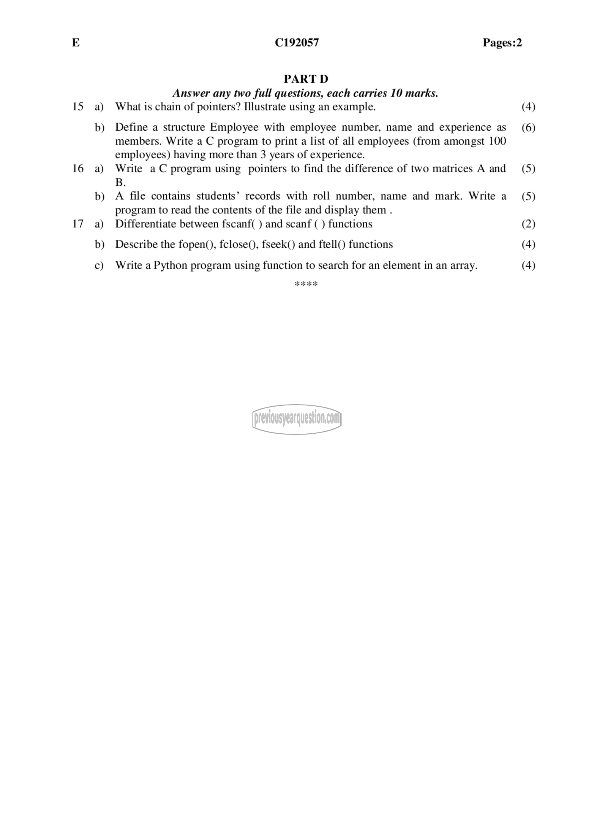 Question Paper - Computer Programming-2