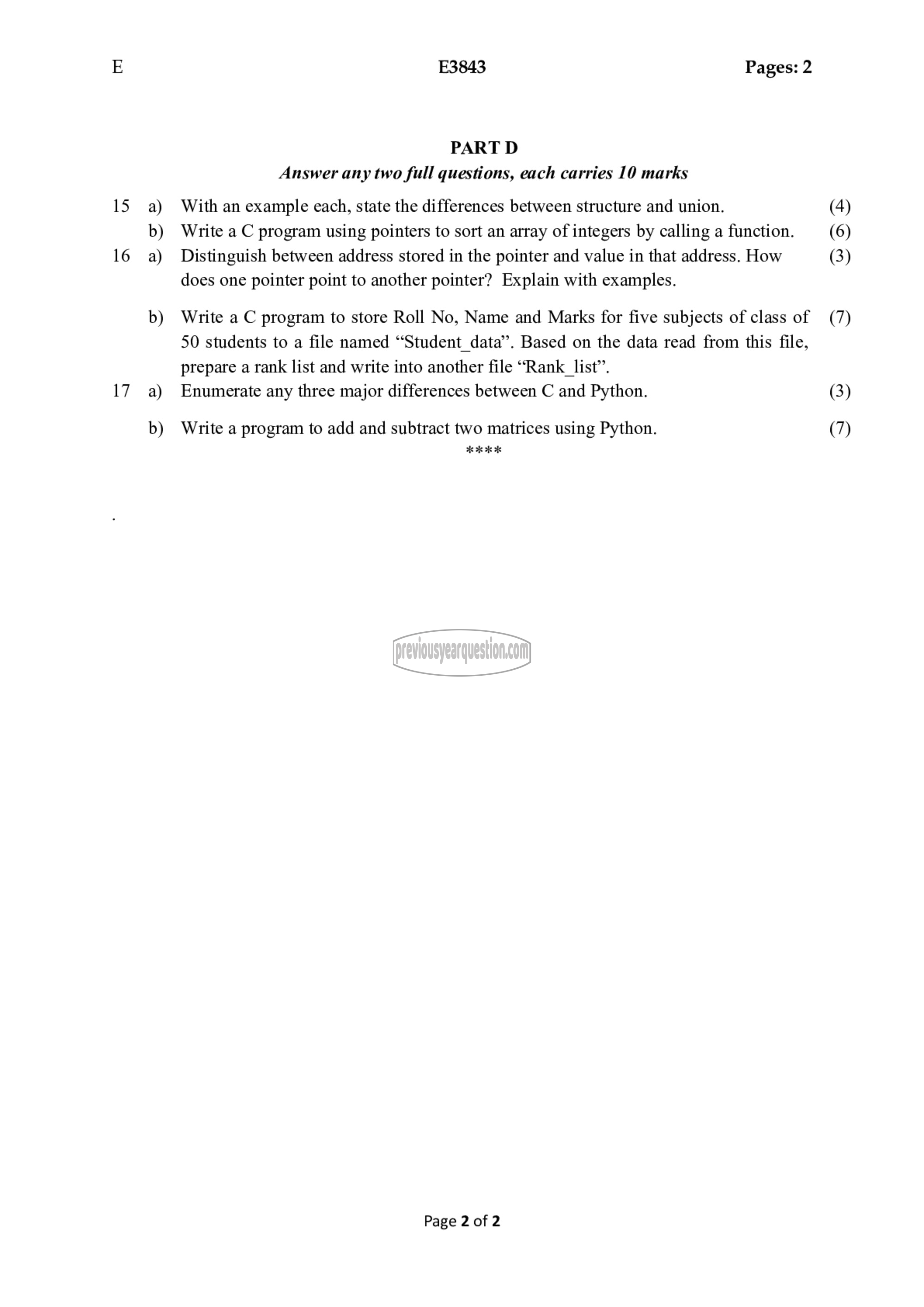 Question Paper - Computer Programming-2