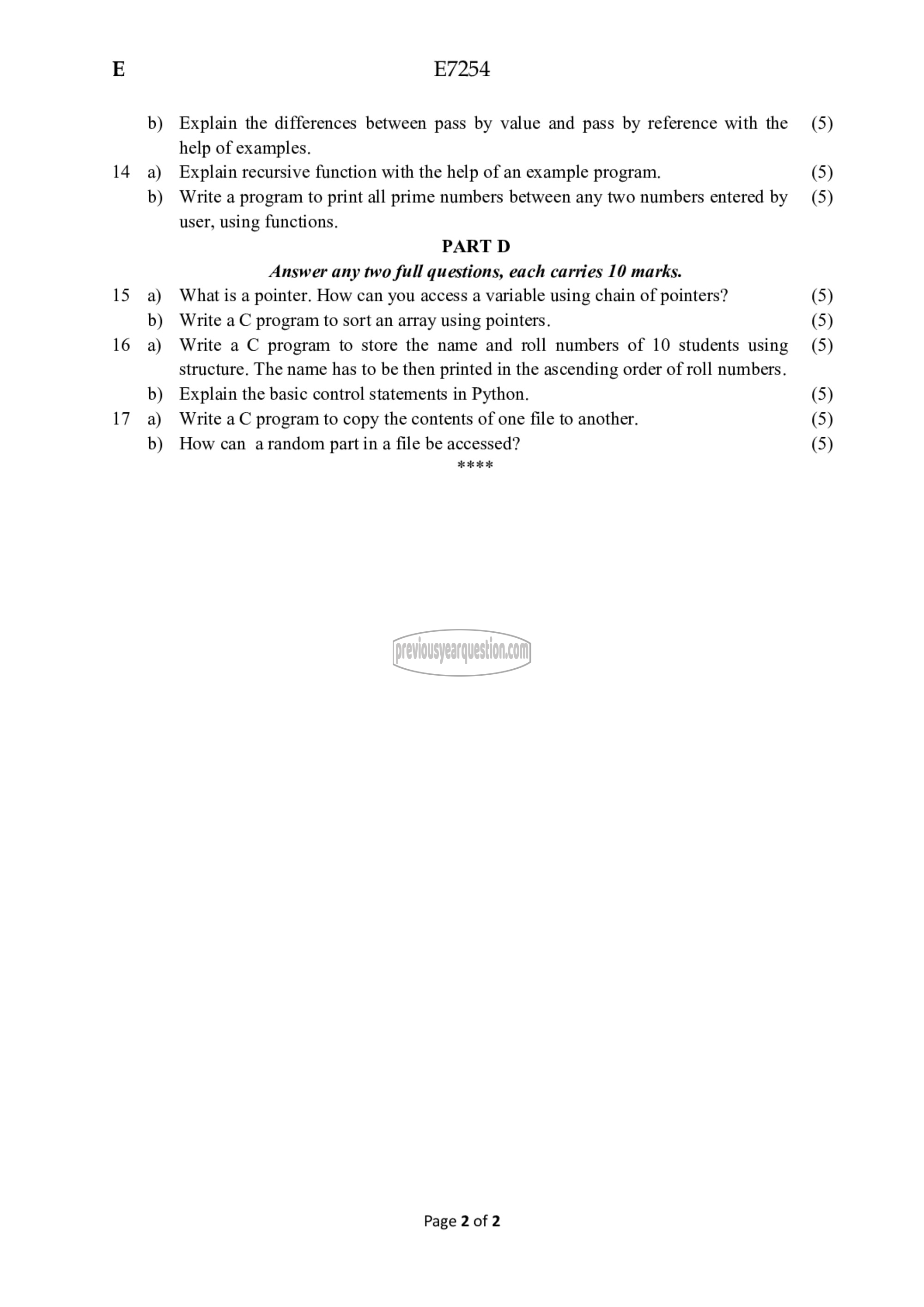 Question Paper - Computer Programming-2