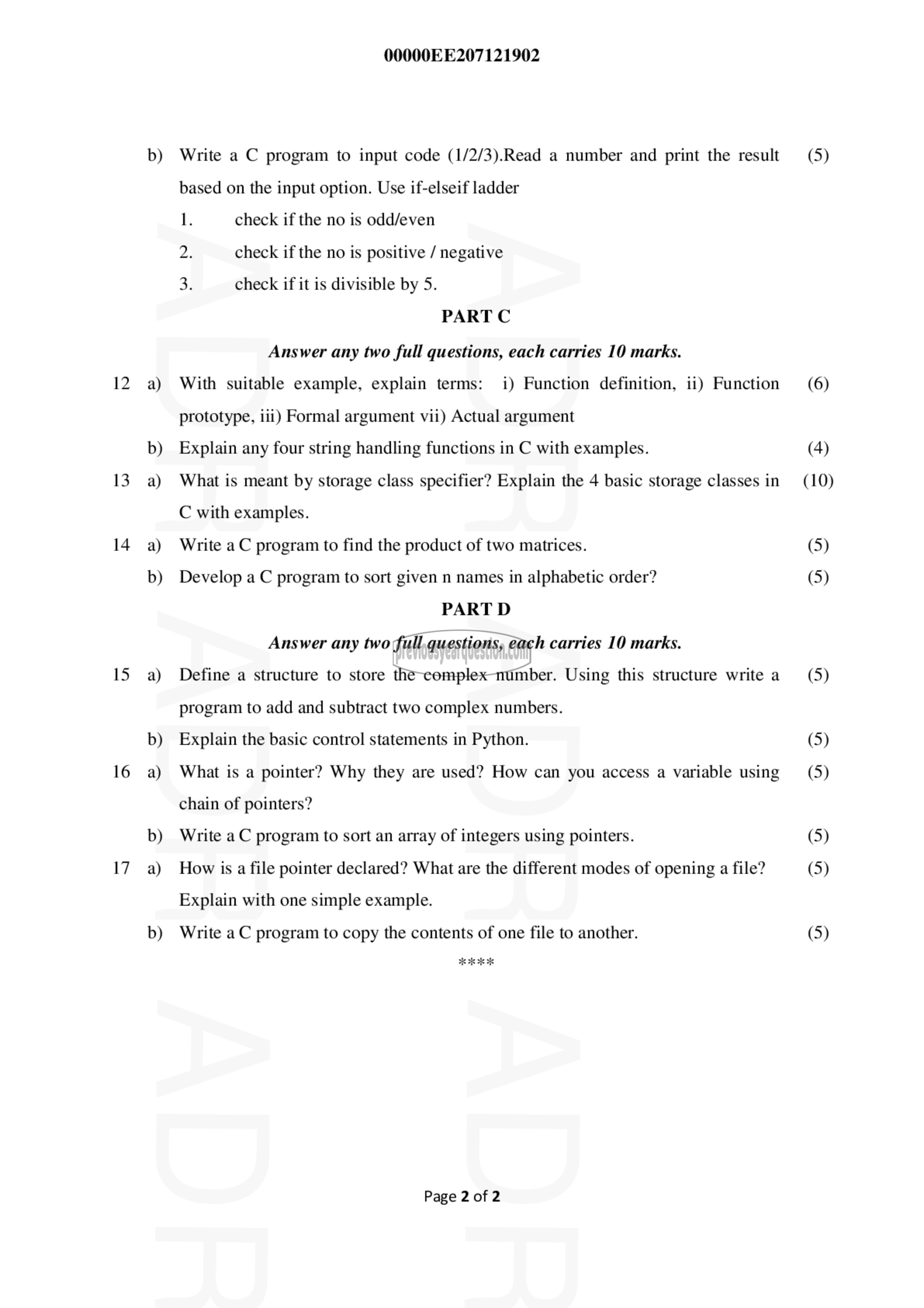 Question Paper - Computer Programming-2