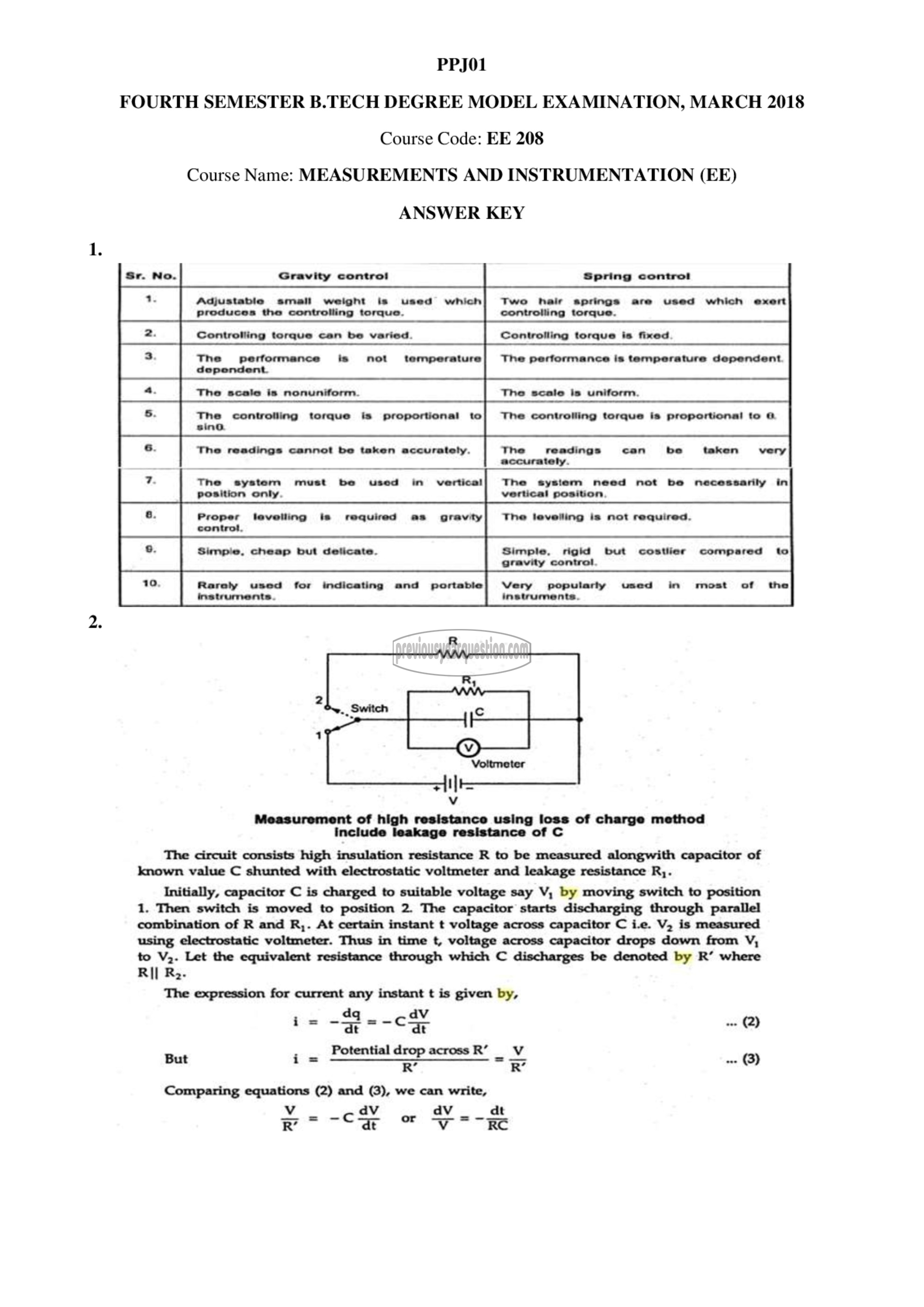 Question Paper - Measurements and Instrumentation-2