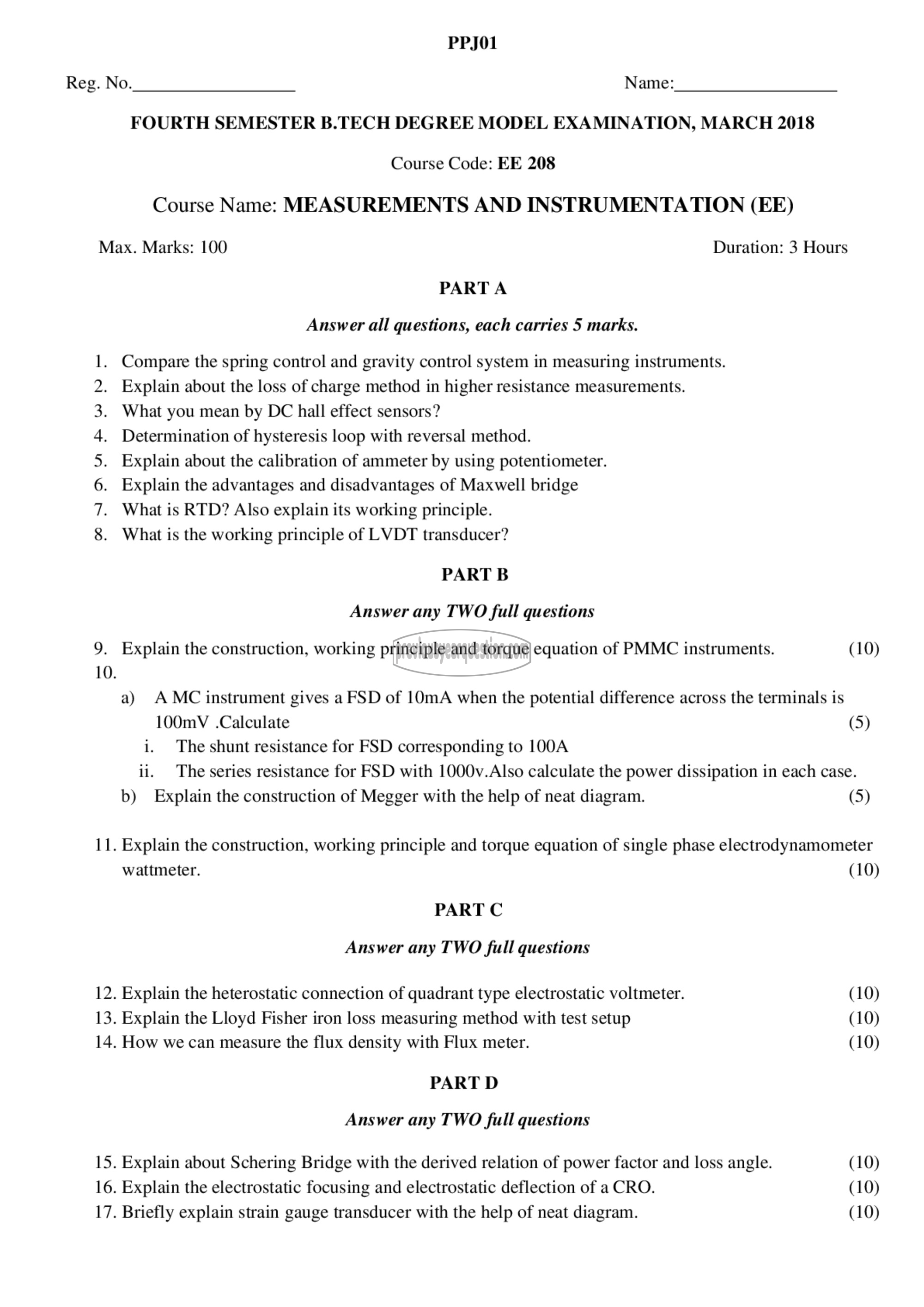 Question Paper - Measurements and Instrumentation-1