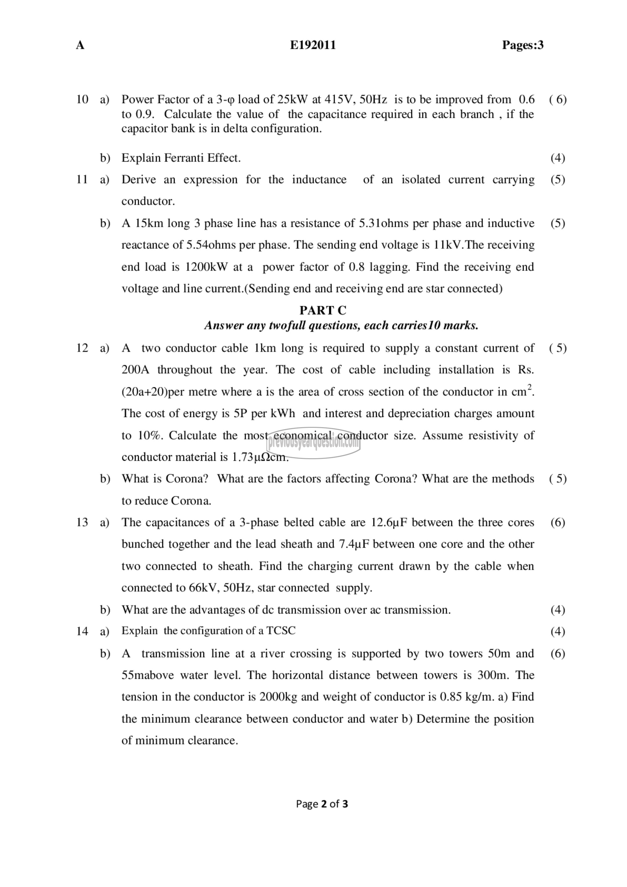 Question Paper - Power Generation, Transmission and Protection-2