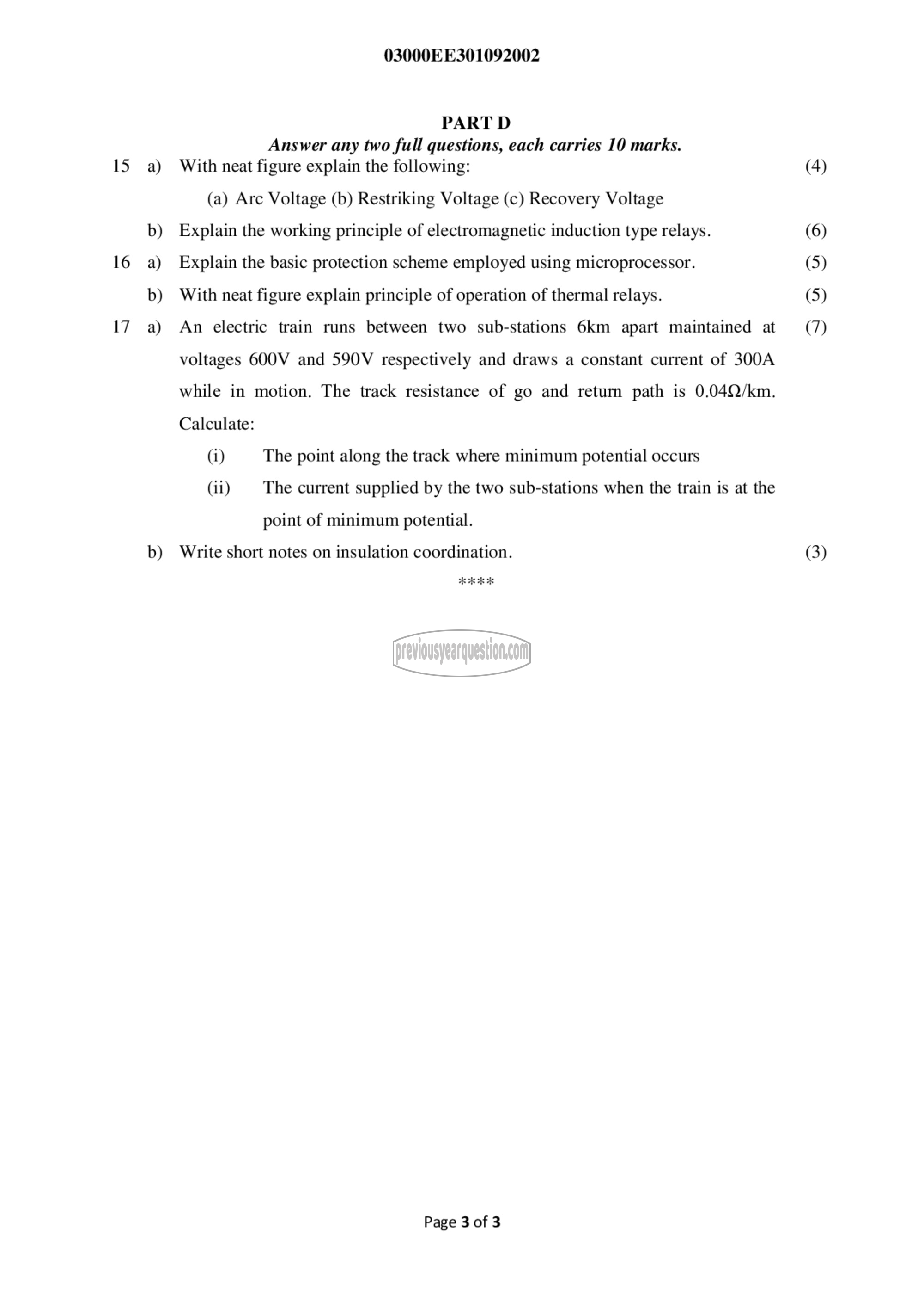 Question Paper - Power Generation, Transmission and Protection-3