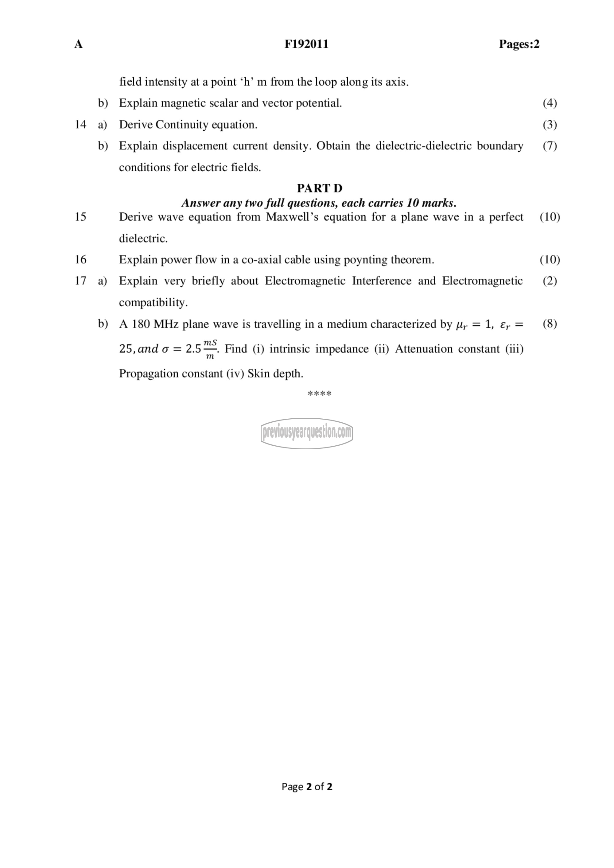 Question Paper - Electromagnetics-2