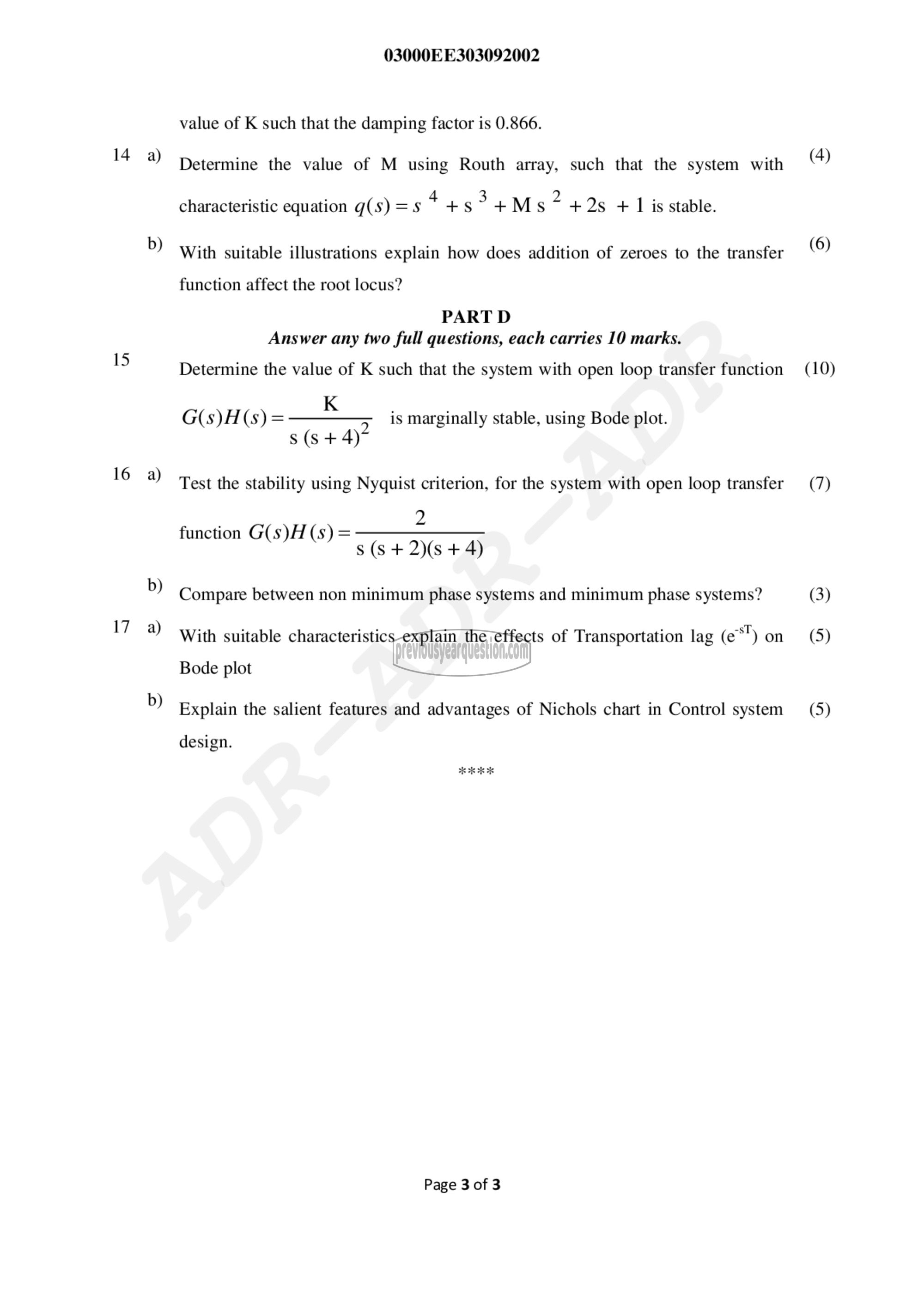 Question Paper - Linear Control Systems-3