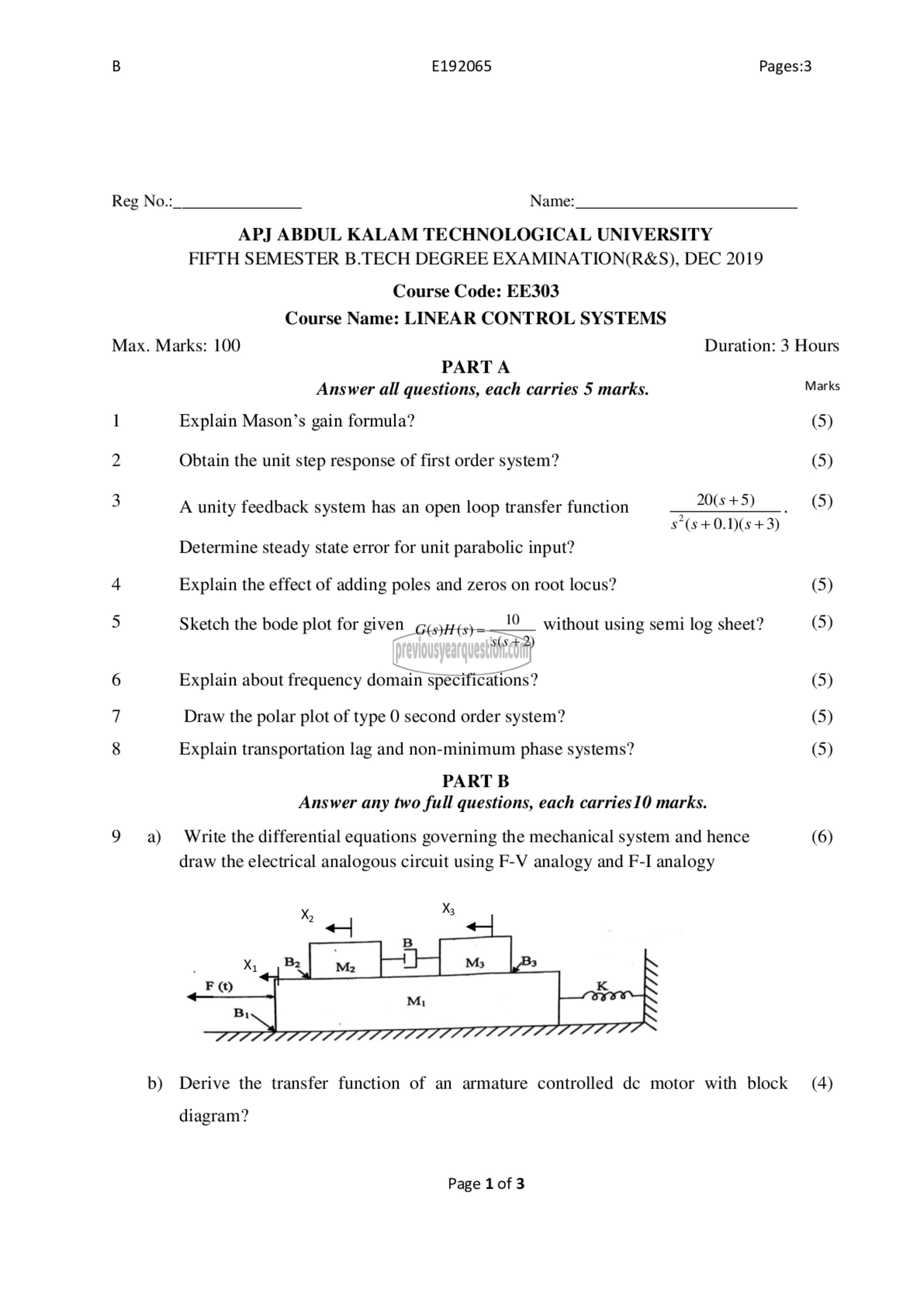 Question Paper - Linear Control Systems-1