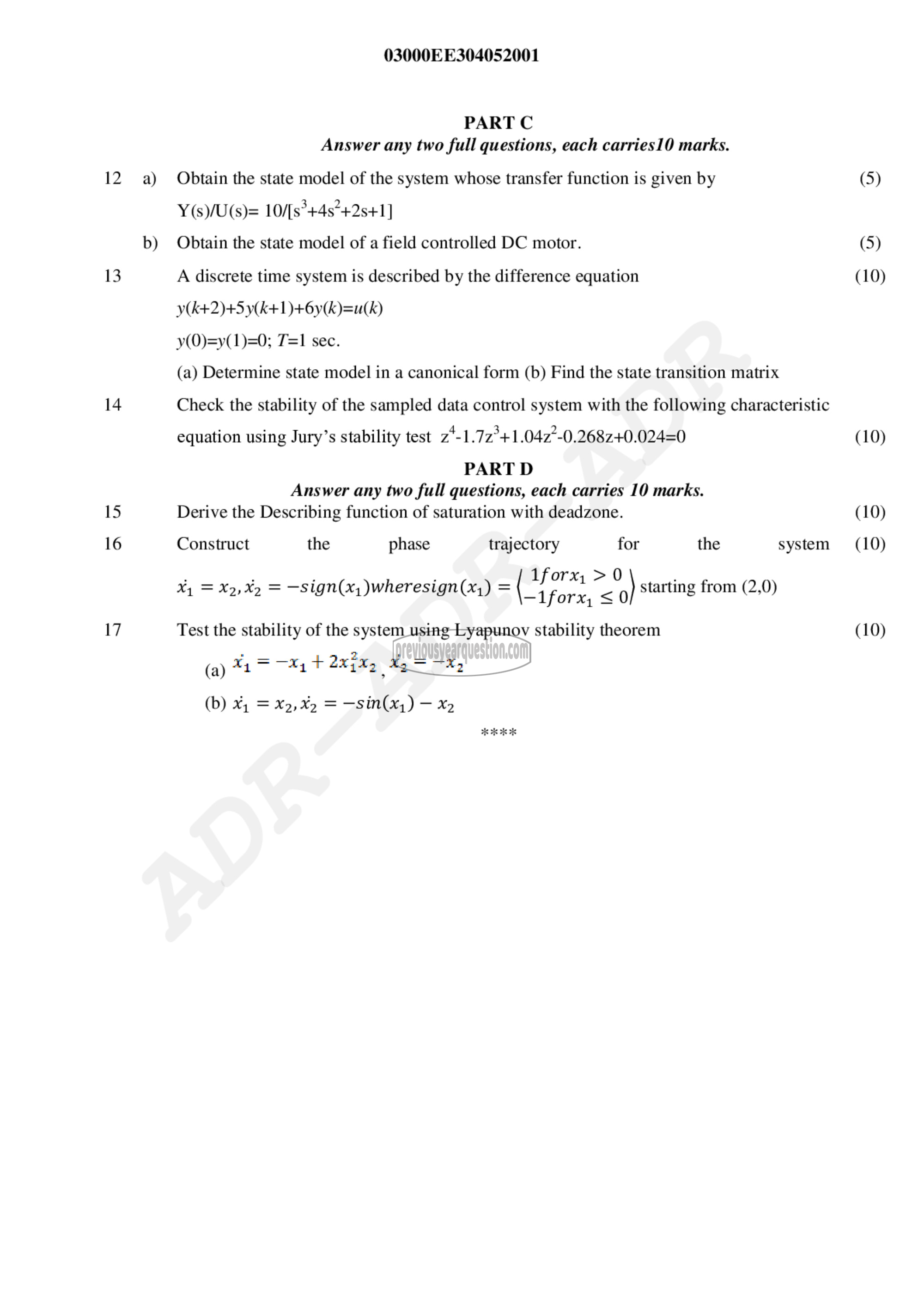 Question Paper - Advanced Control Theory-2