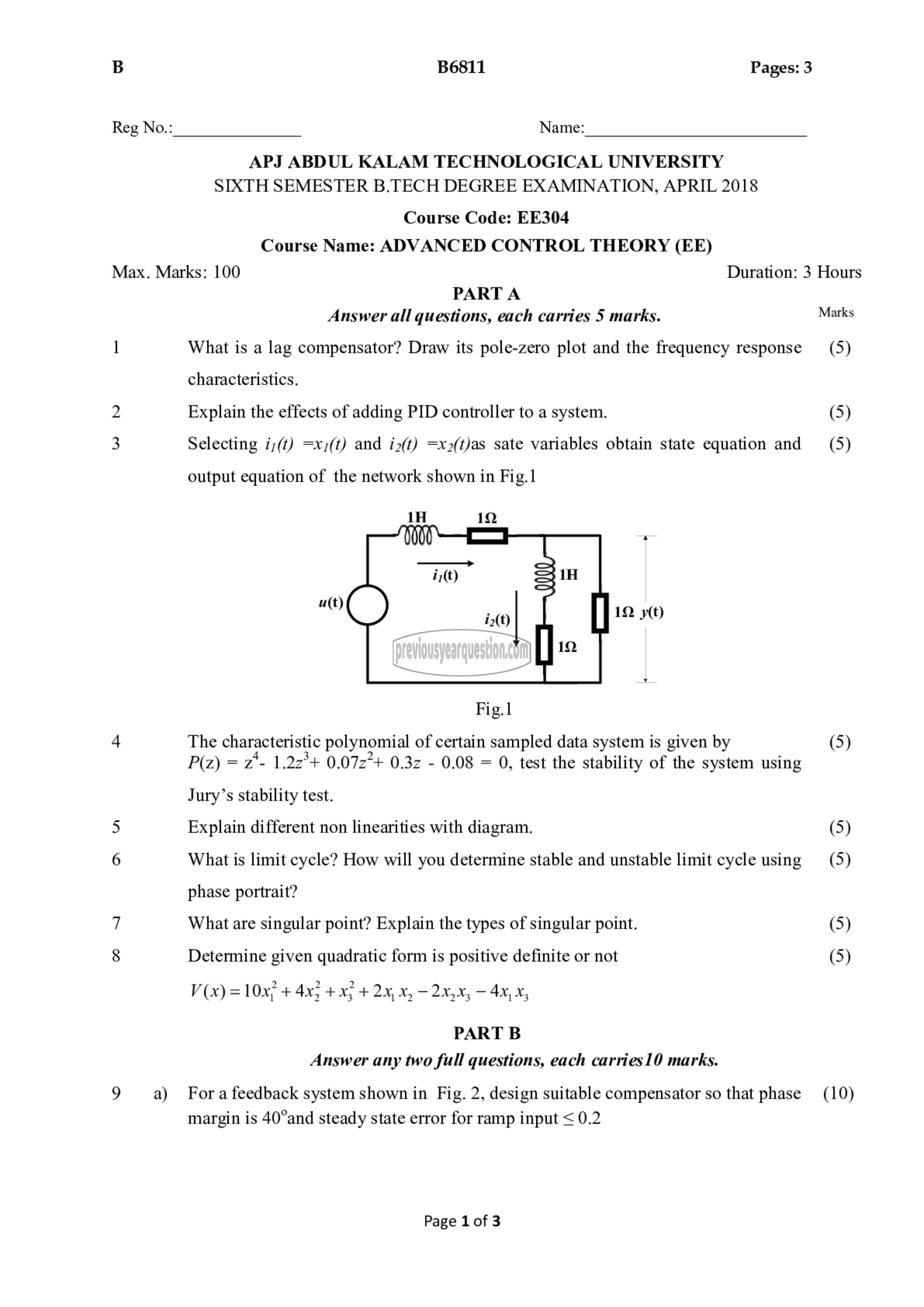 Question Paper - Advanced Control Theory-1