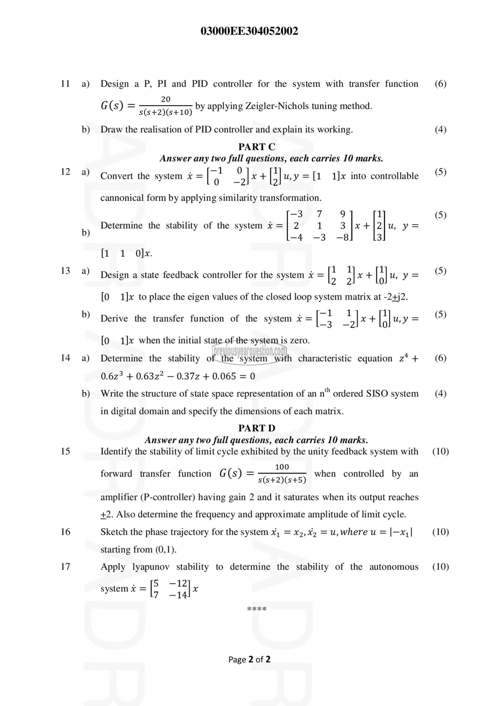 Question Paper - Advanced Control Theory-2