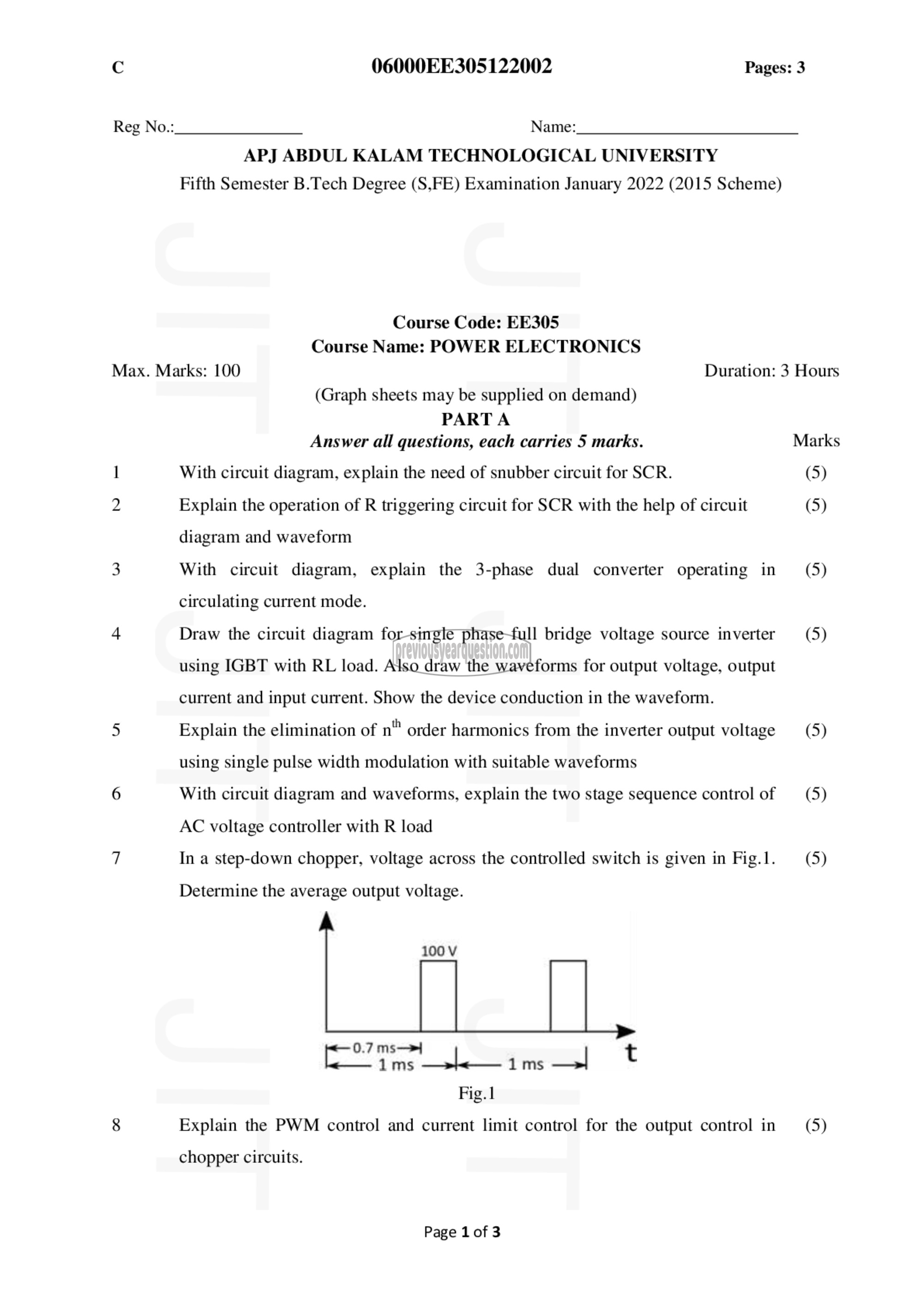 Question Paper - Power ElectronEE305ics-1