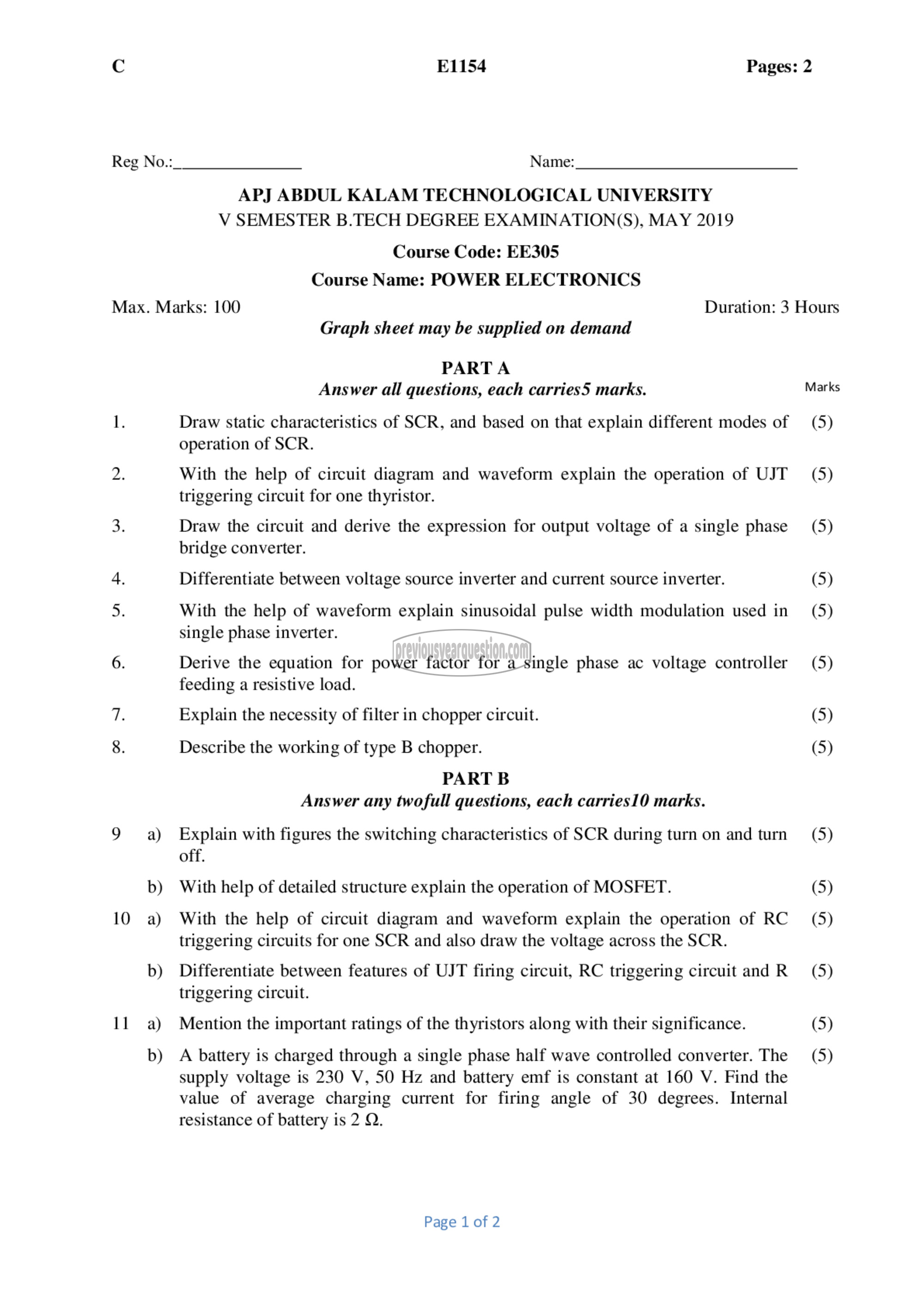 Question Paper - Power ElectronEE305ics-1