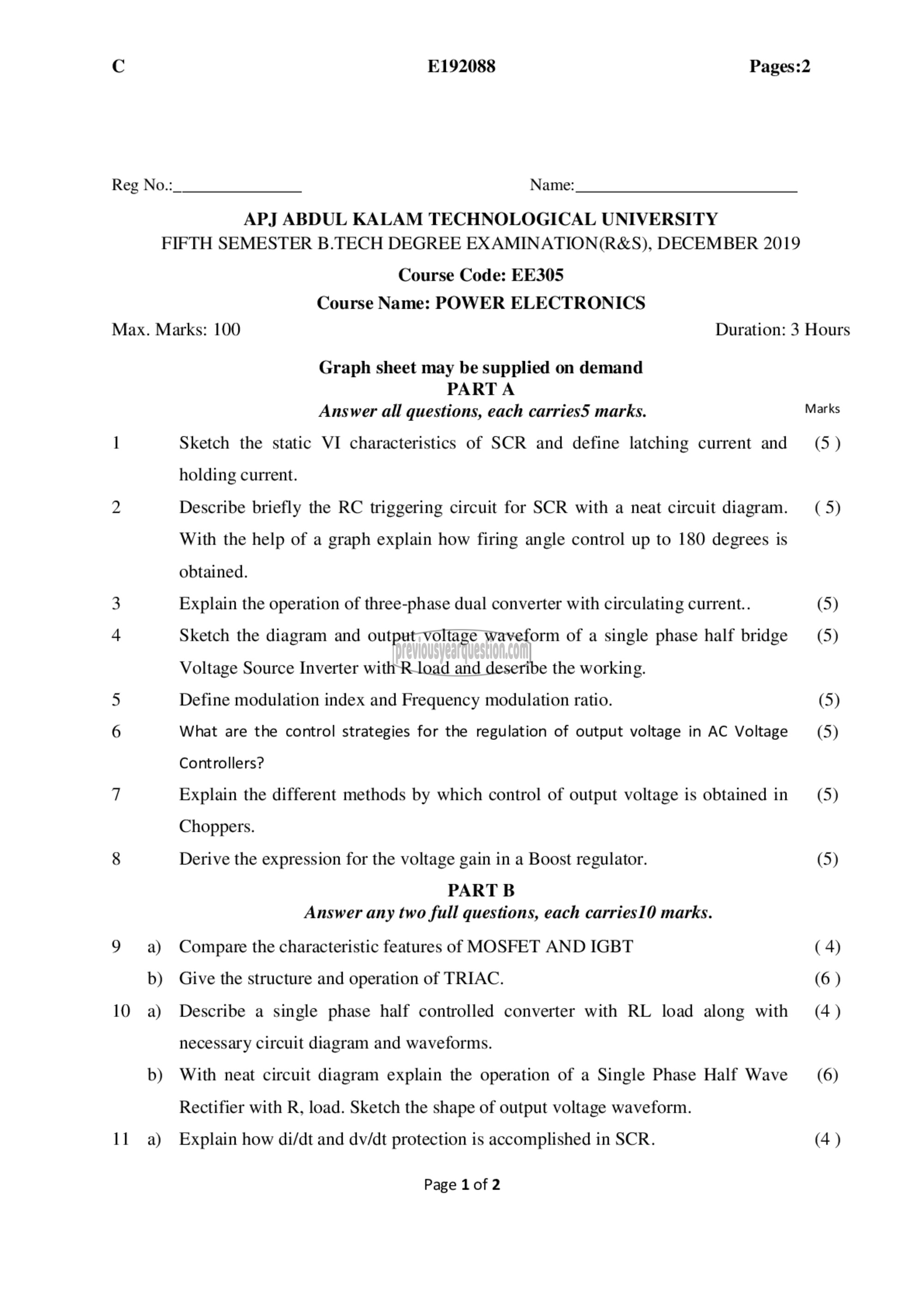 Question Paper - Power ElectronEE305ics-1