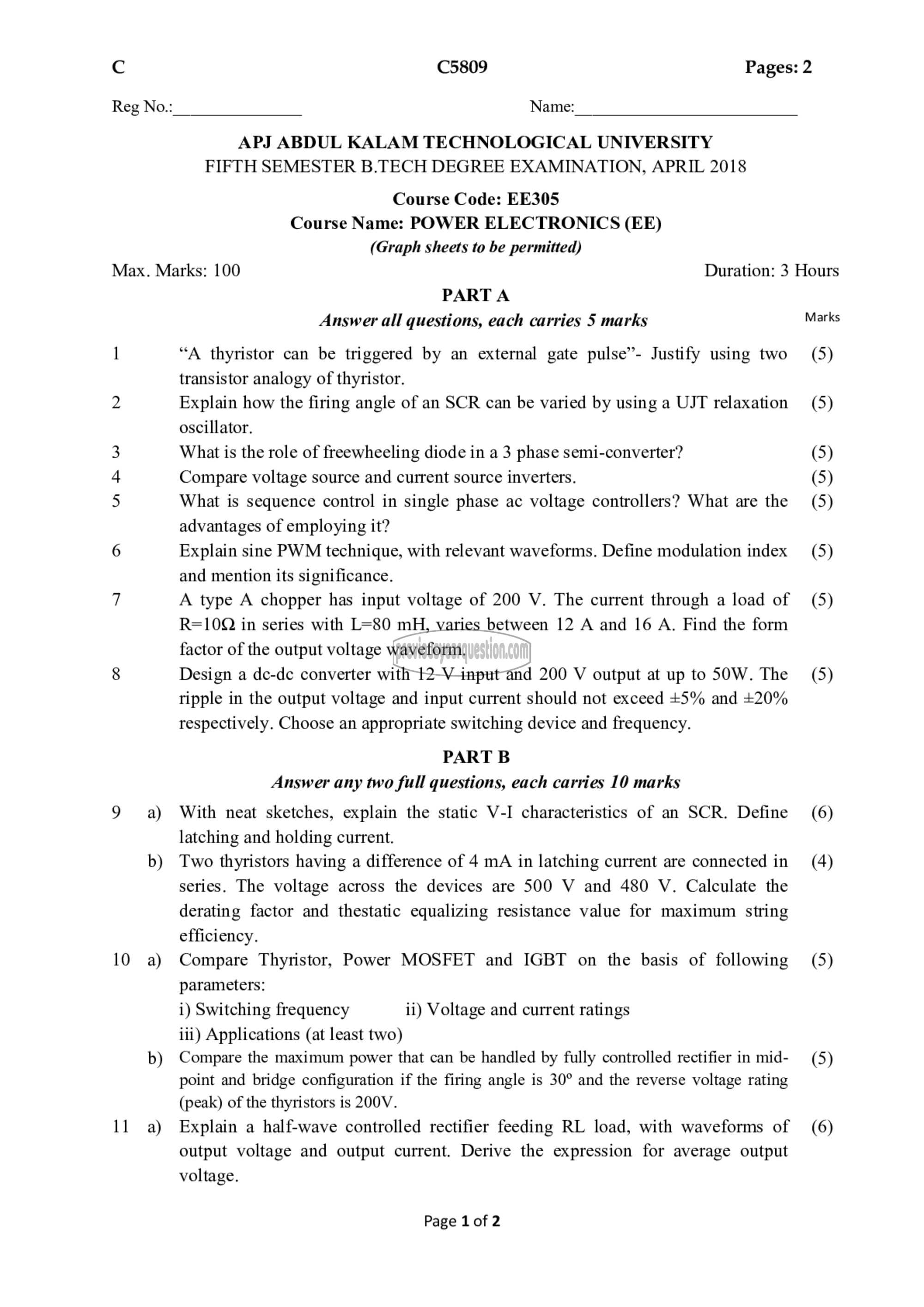 Question Paper - Power ElectronEE305ics-1