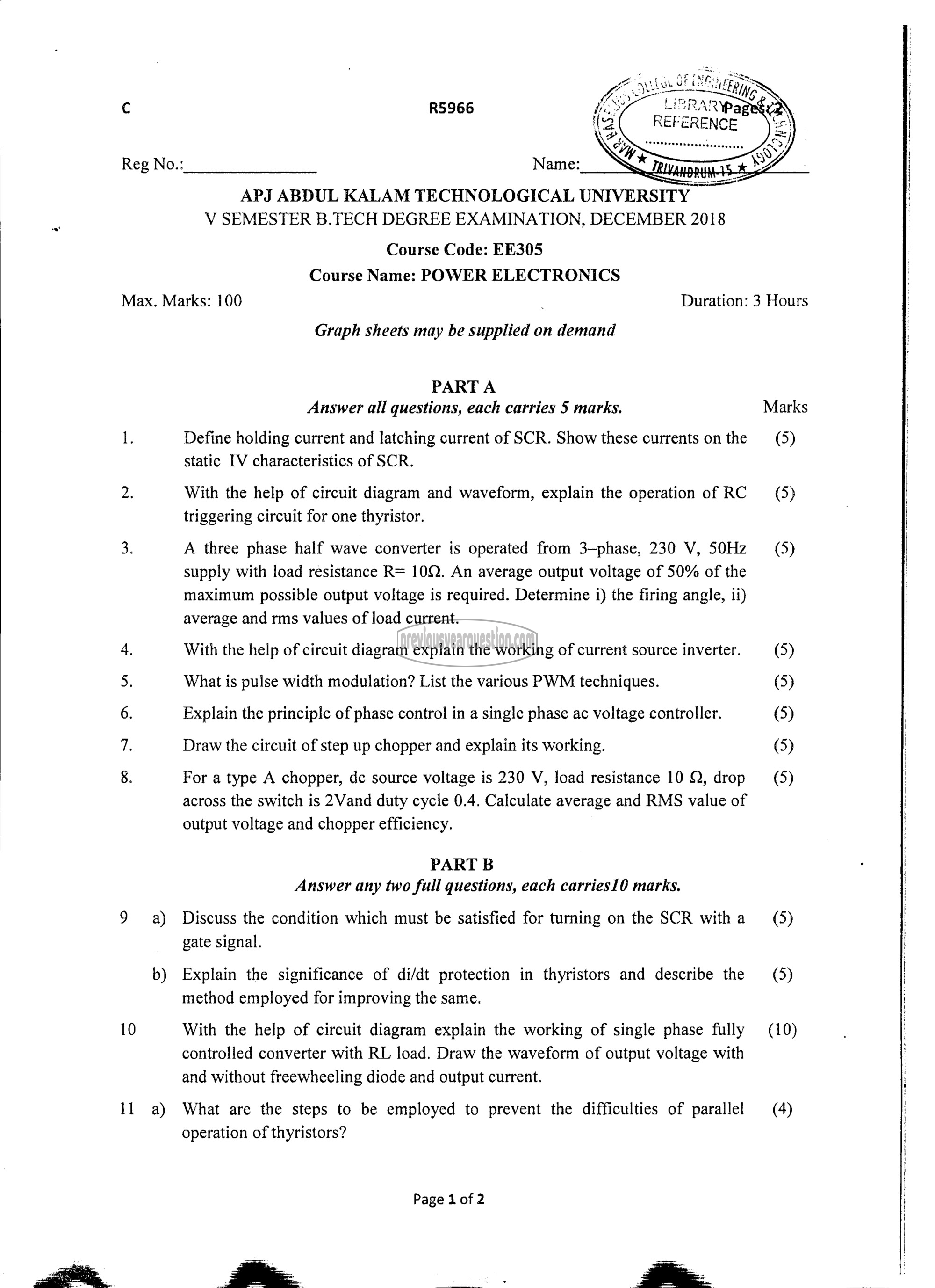 Question Paper - Power ElectronEE305ics-1