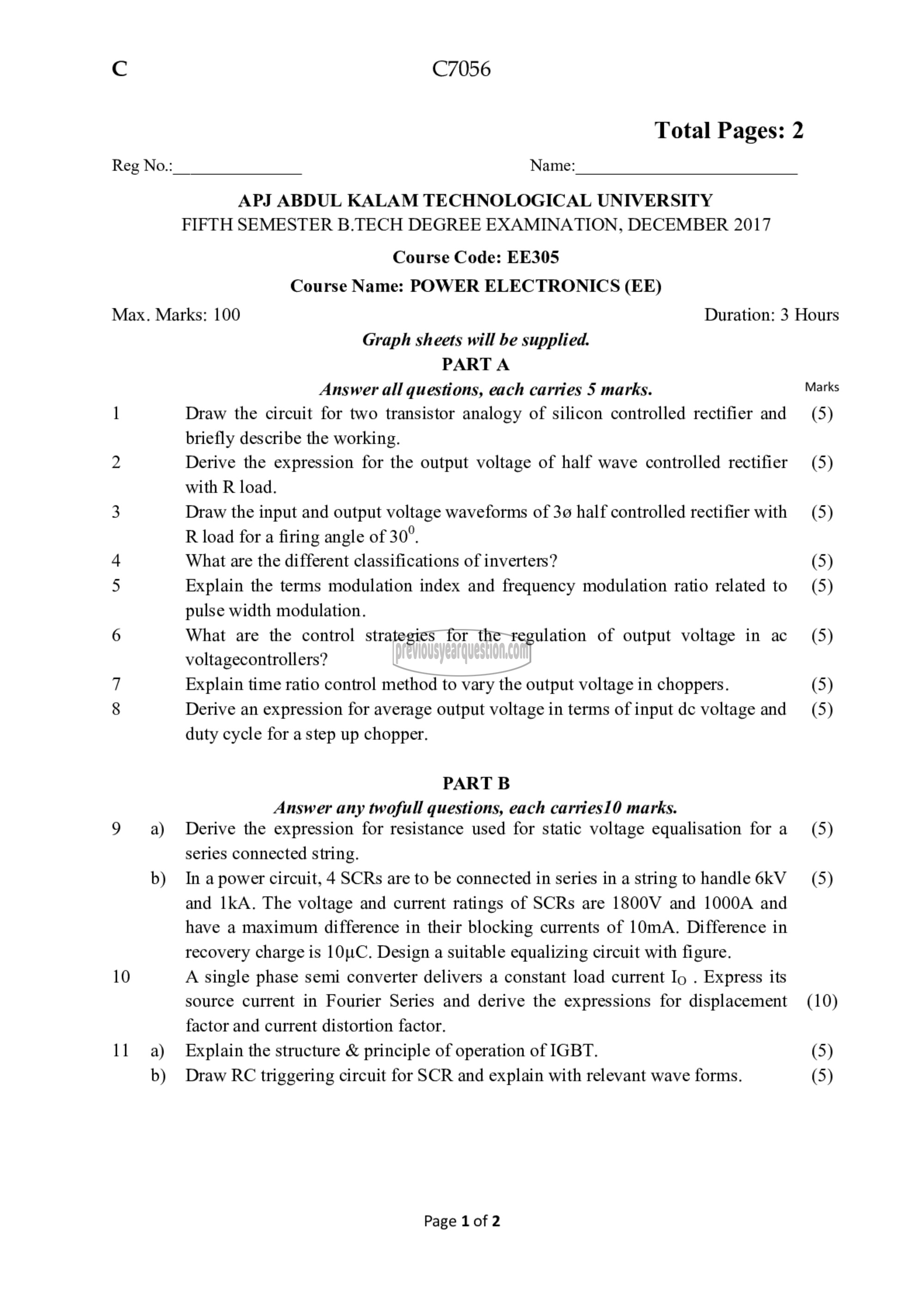 Question Paper - Power ElectronEE305ics-1