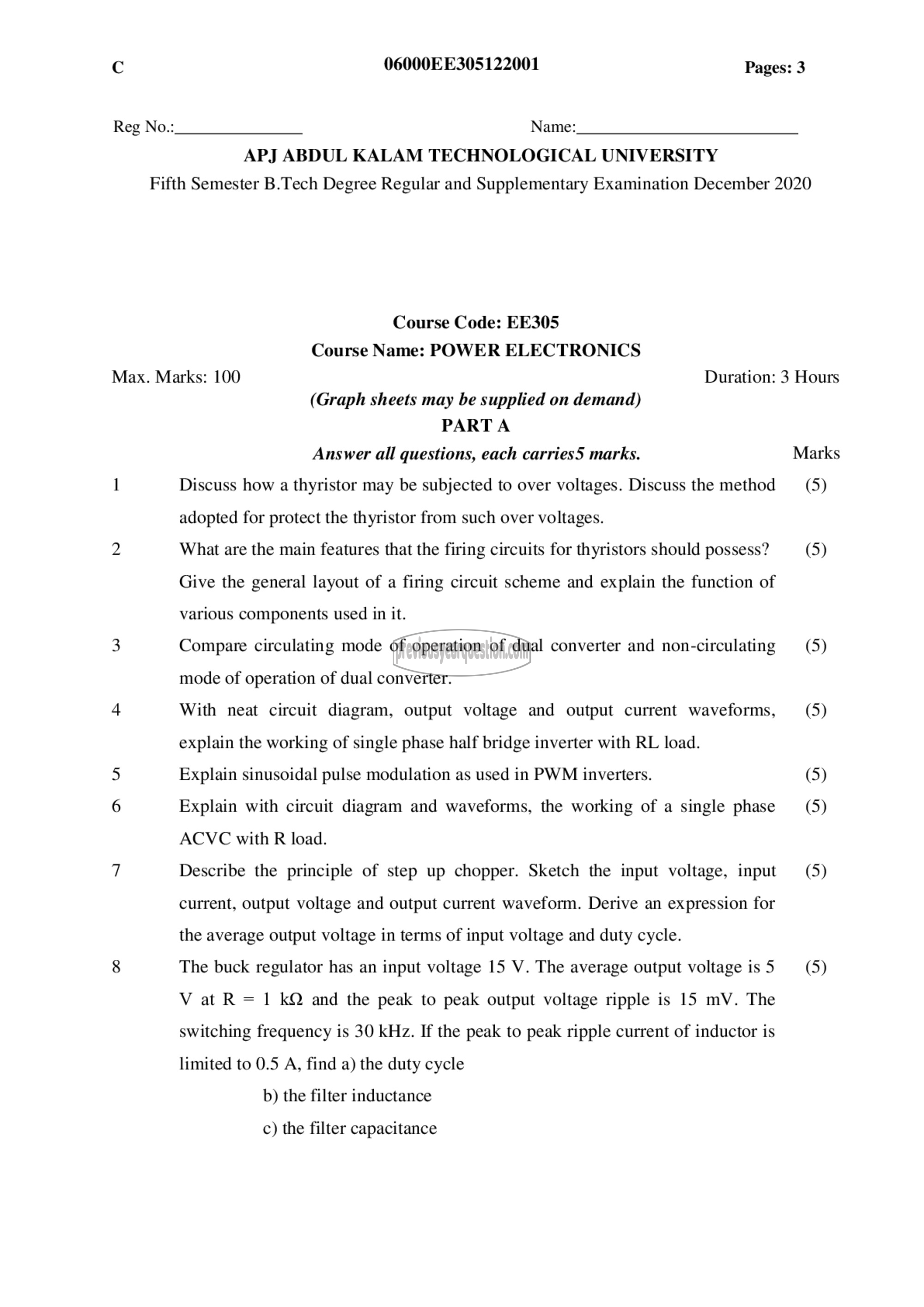 Question Paper - Power ElectronEE305ics-1