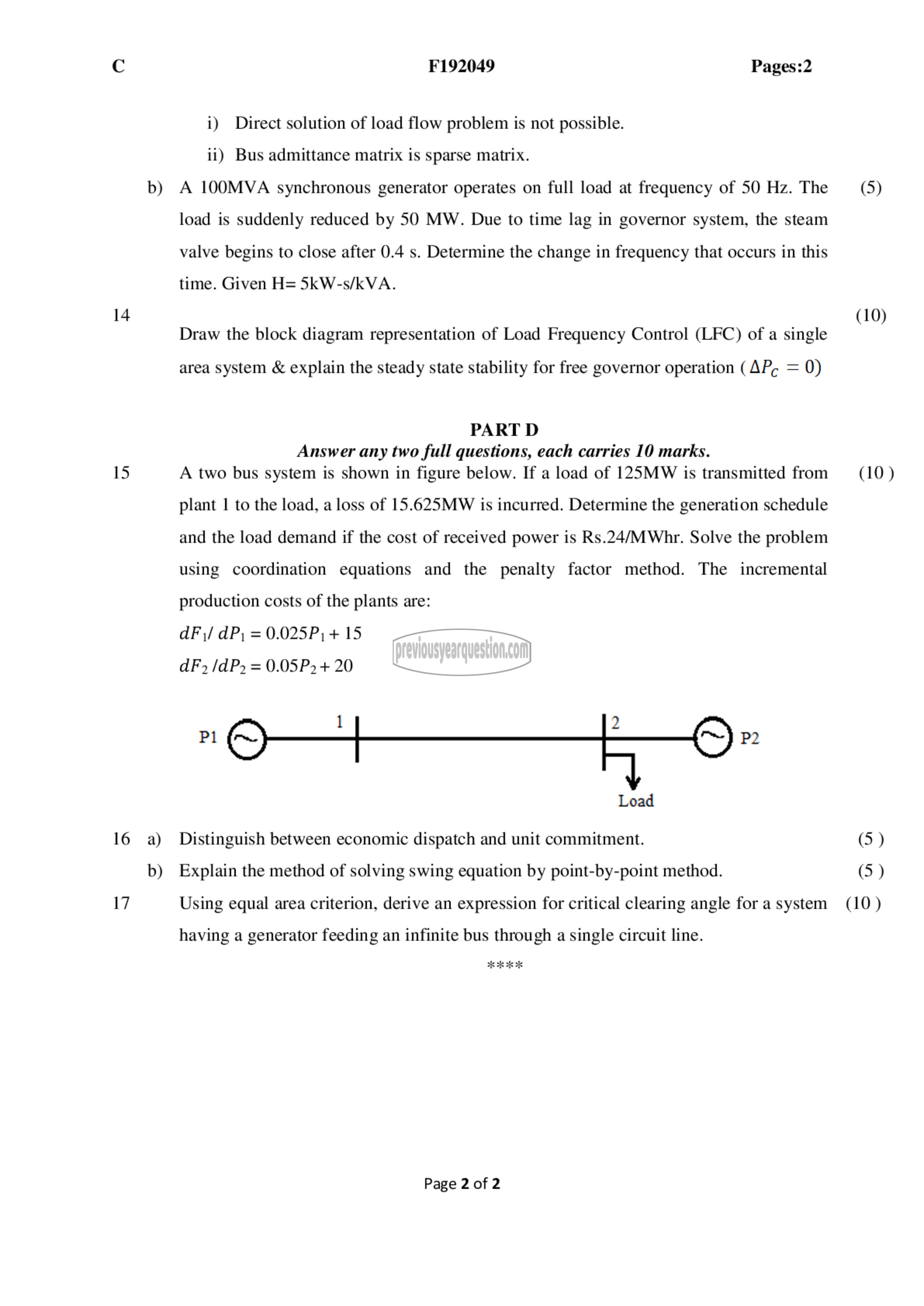 Question Paper - Power System Analysis-2