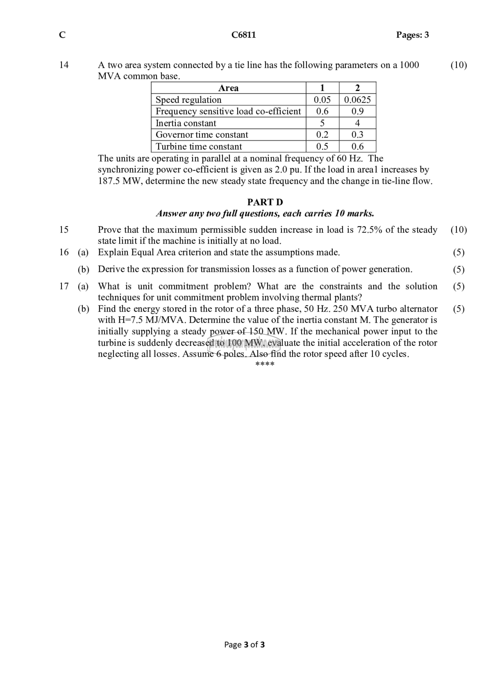 Question Paper - Power System Analysis-3