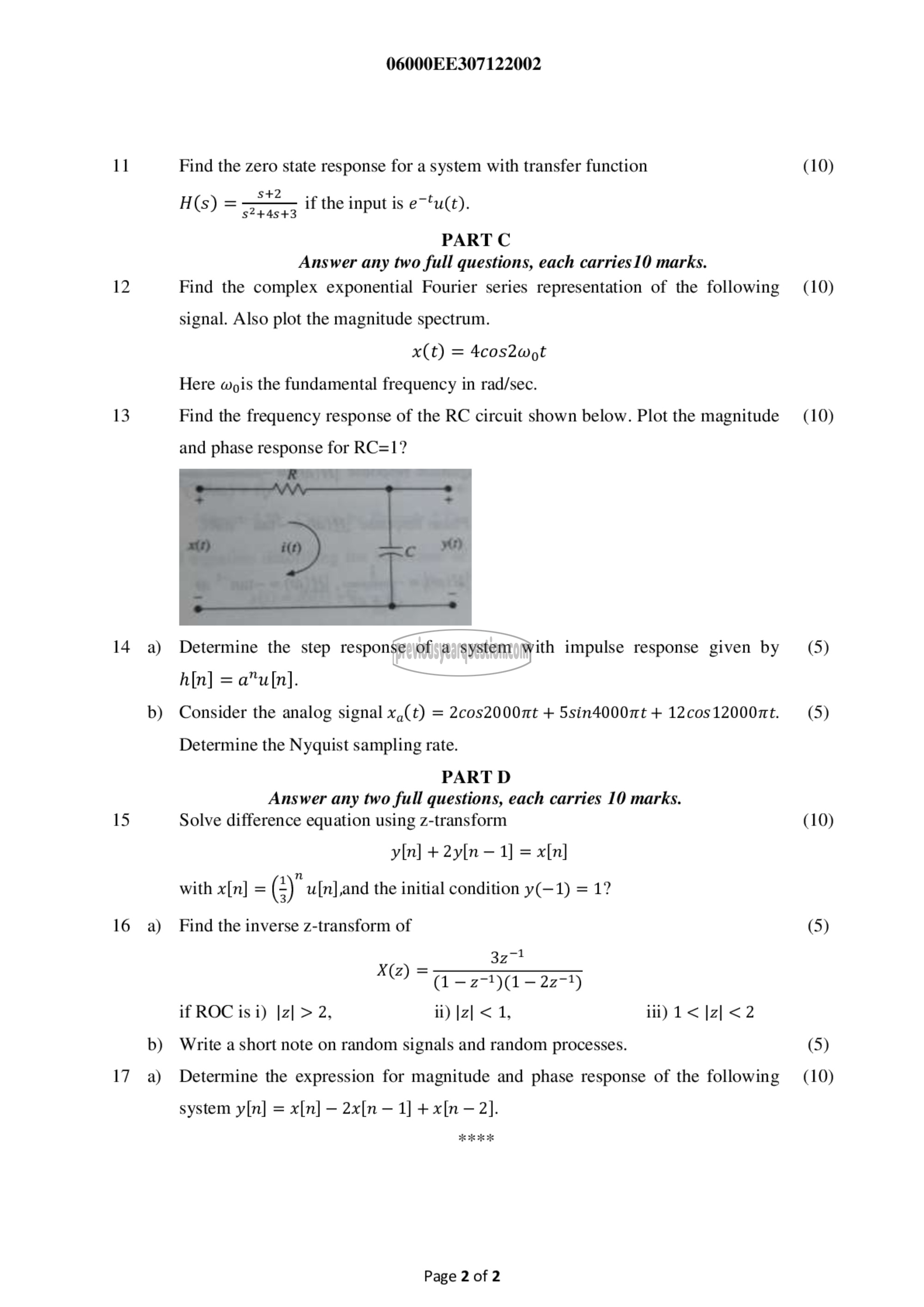 Question Paper - Signals and Systems-2