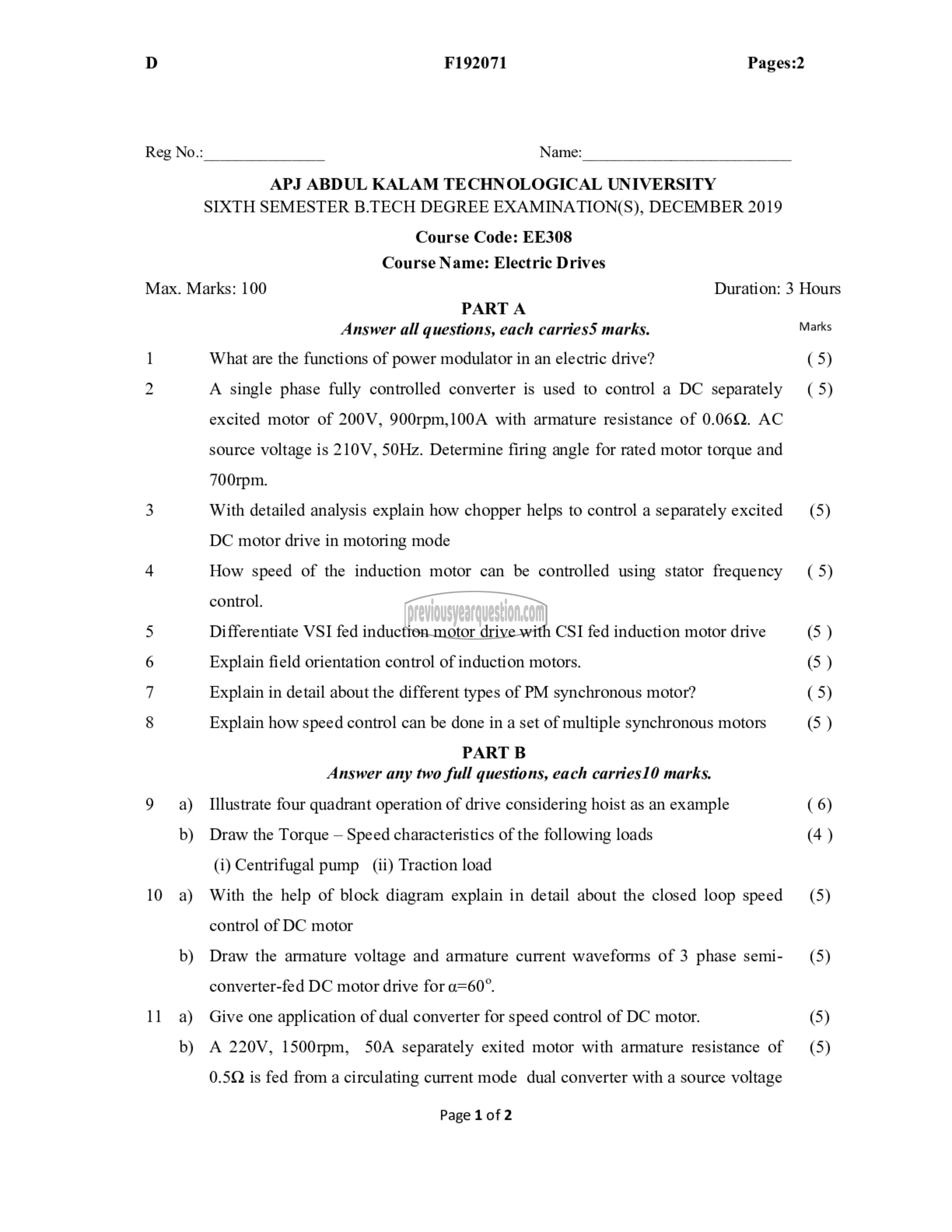 Question Paper - Electric Drives-1