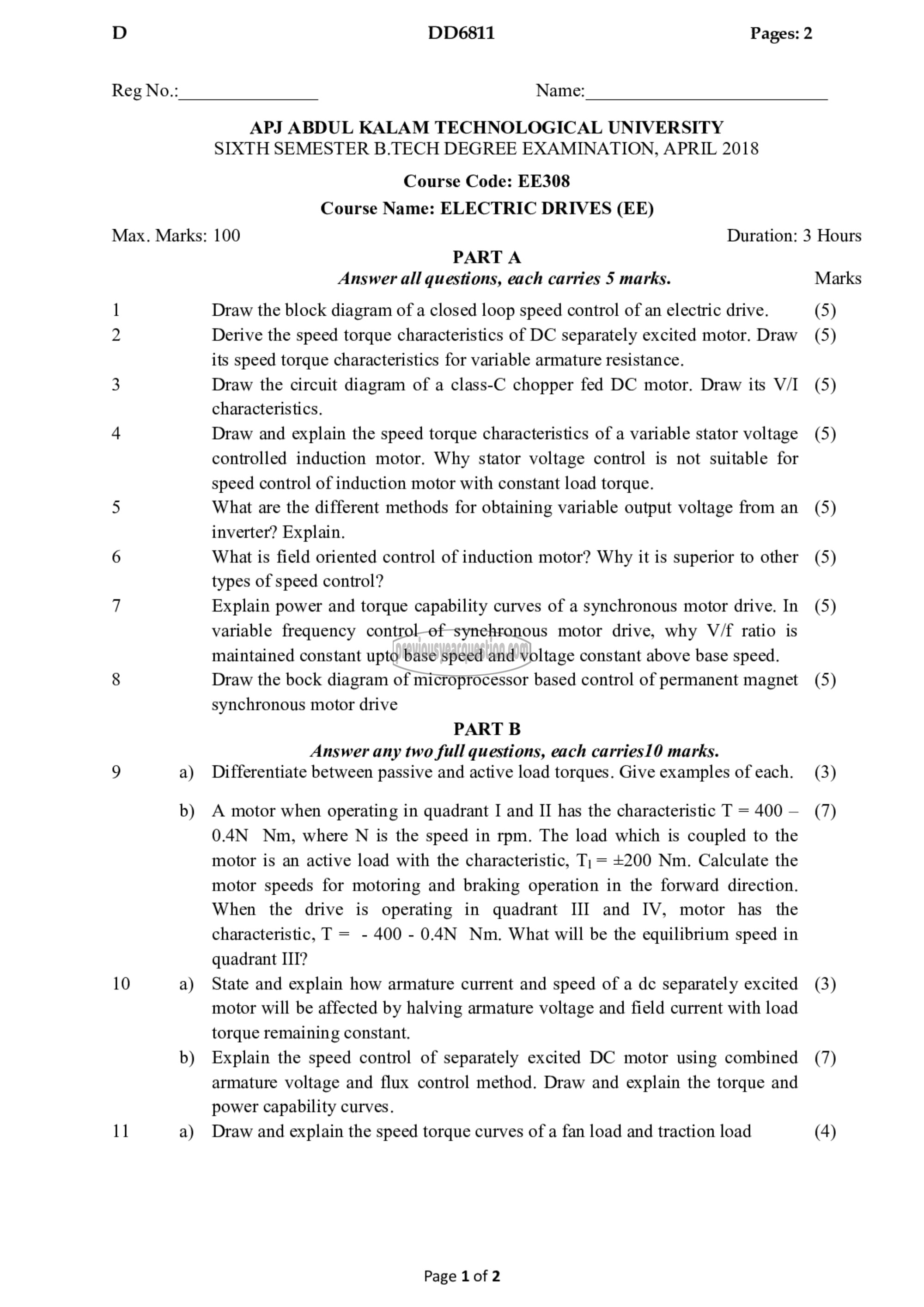 Question Paper - Electric Drives-1