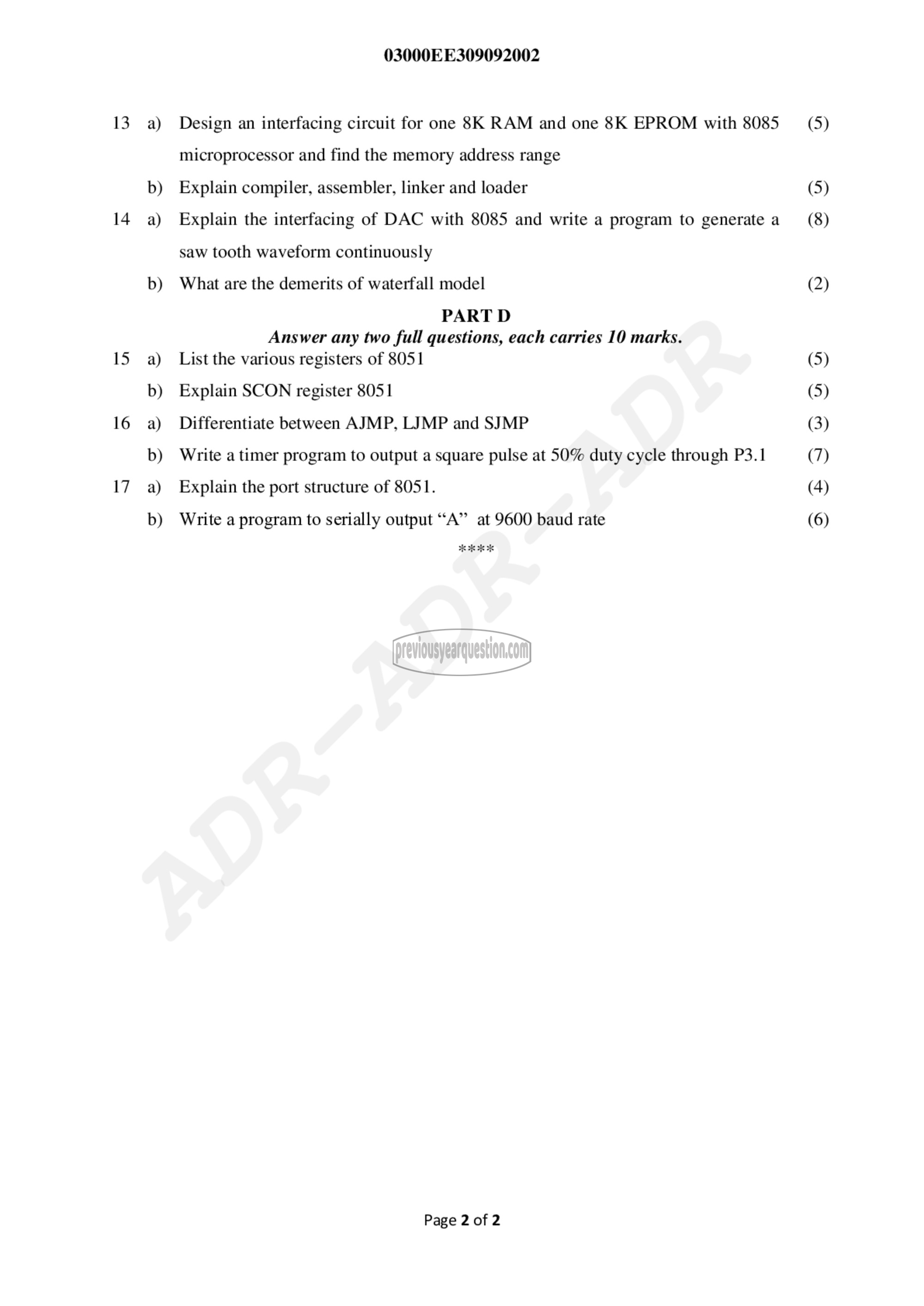 Question Paper - Microprocessor and Embedded Systems-2