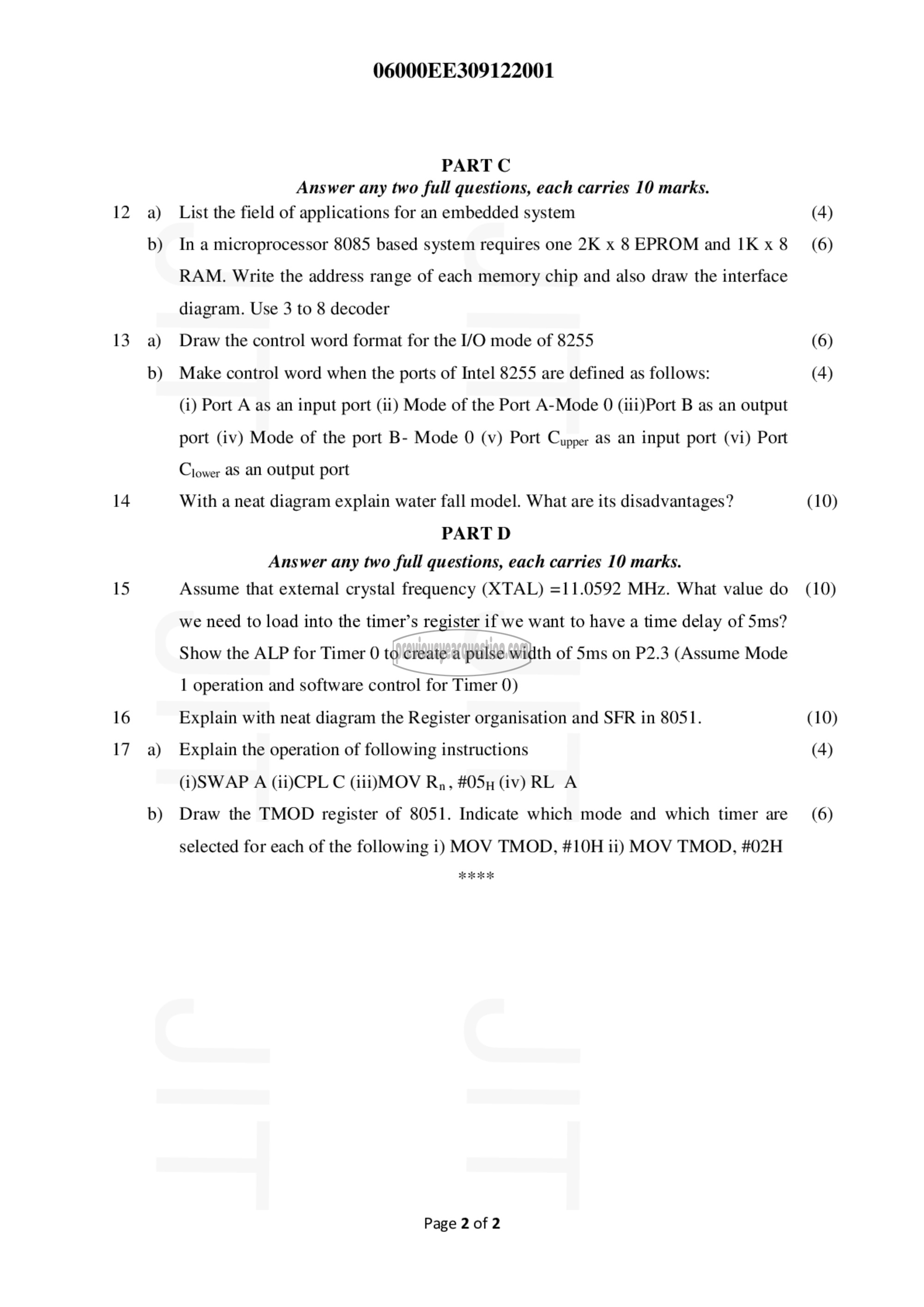 Question Paper - Microprocessor and Embedded Systems-2