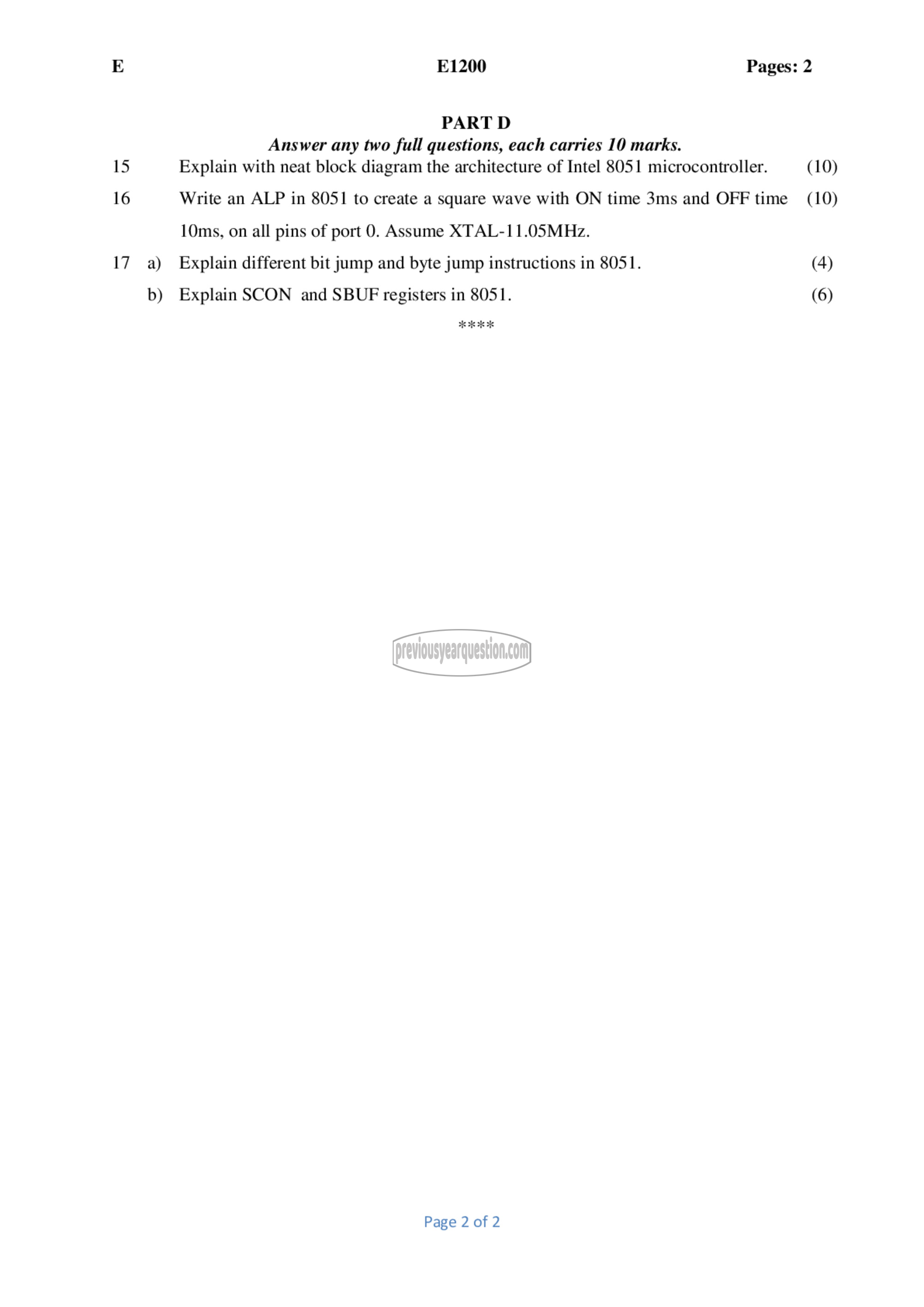 Question Paper - Microprocessor and Embedded Systems-2