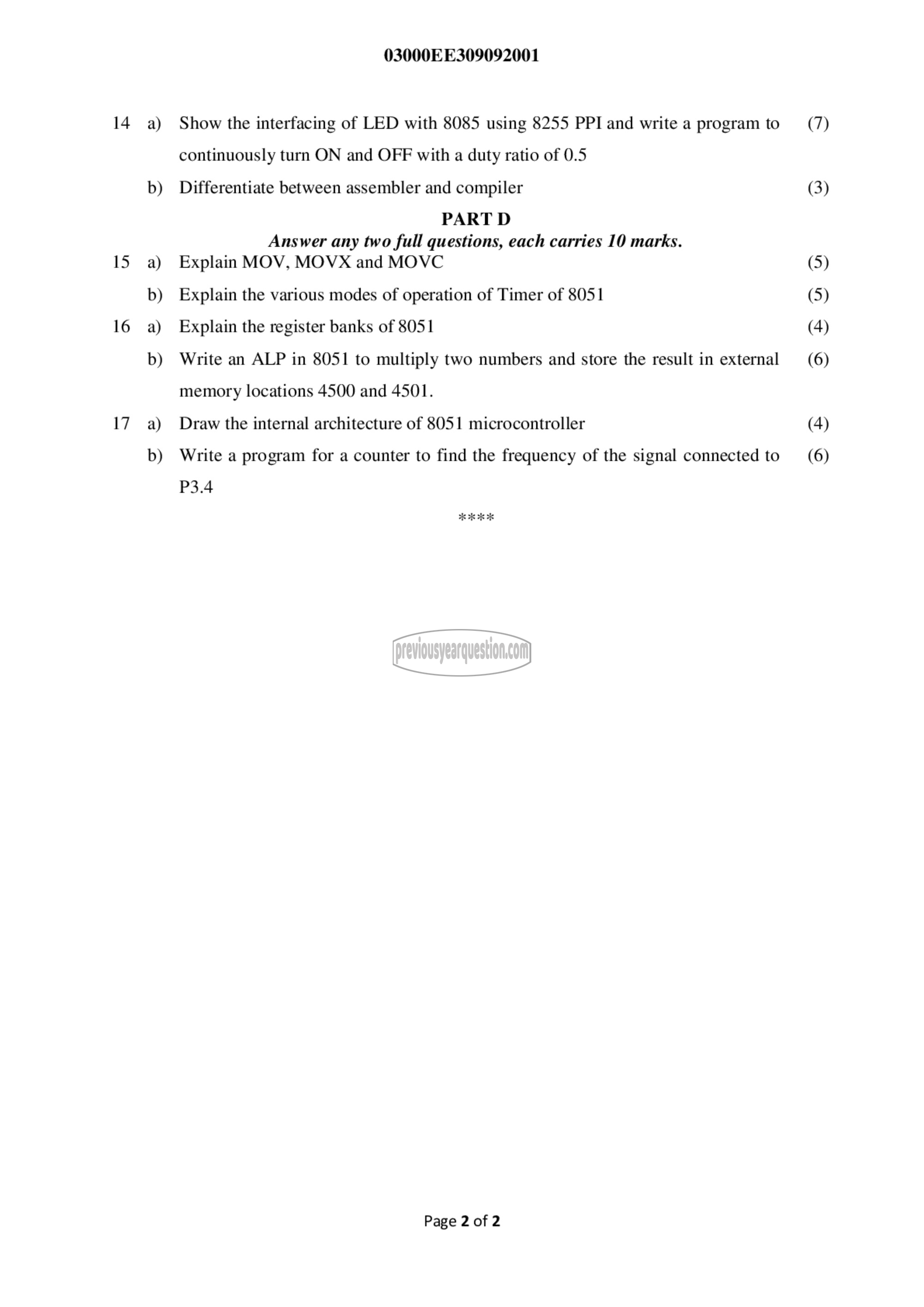 Question Paper - Microprocessor and Embedded Systems-2