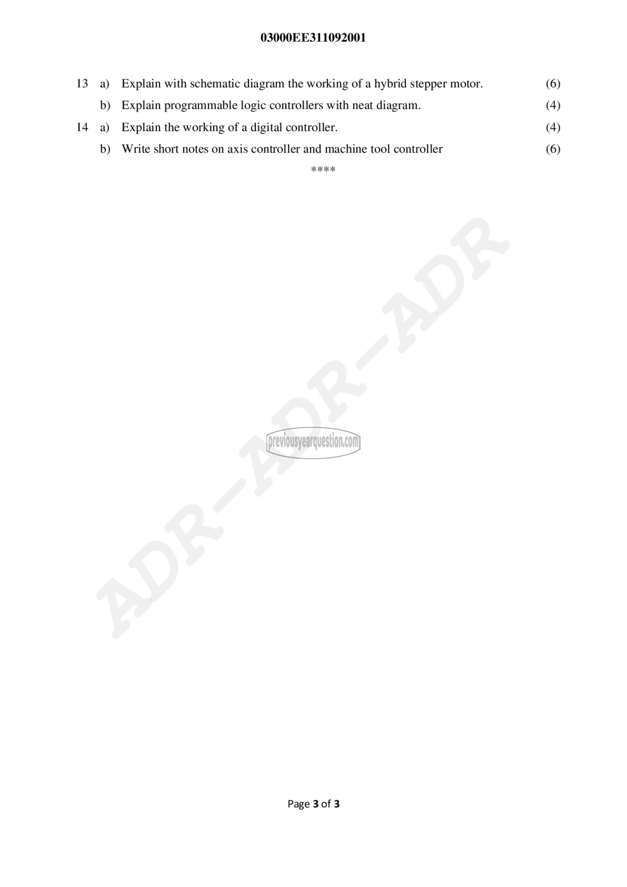 Question Paper - Electrical Drives &Control for Automation-3