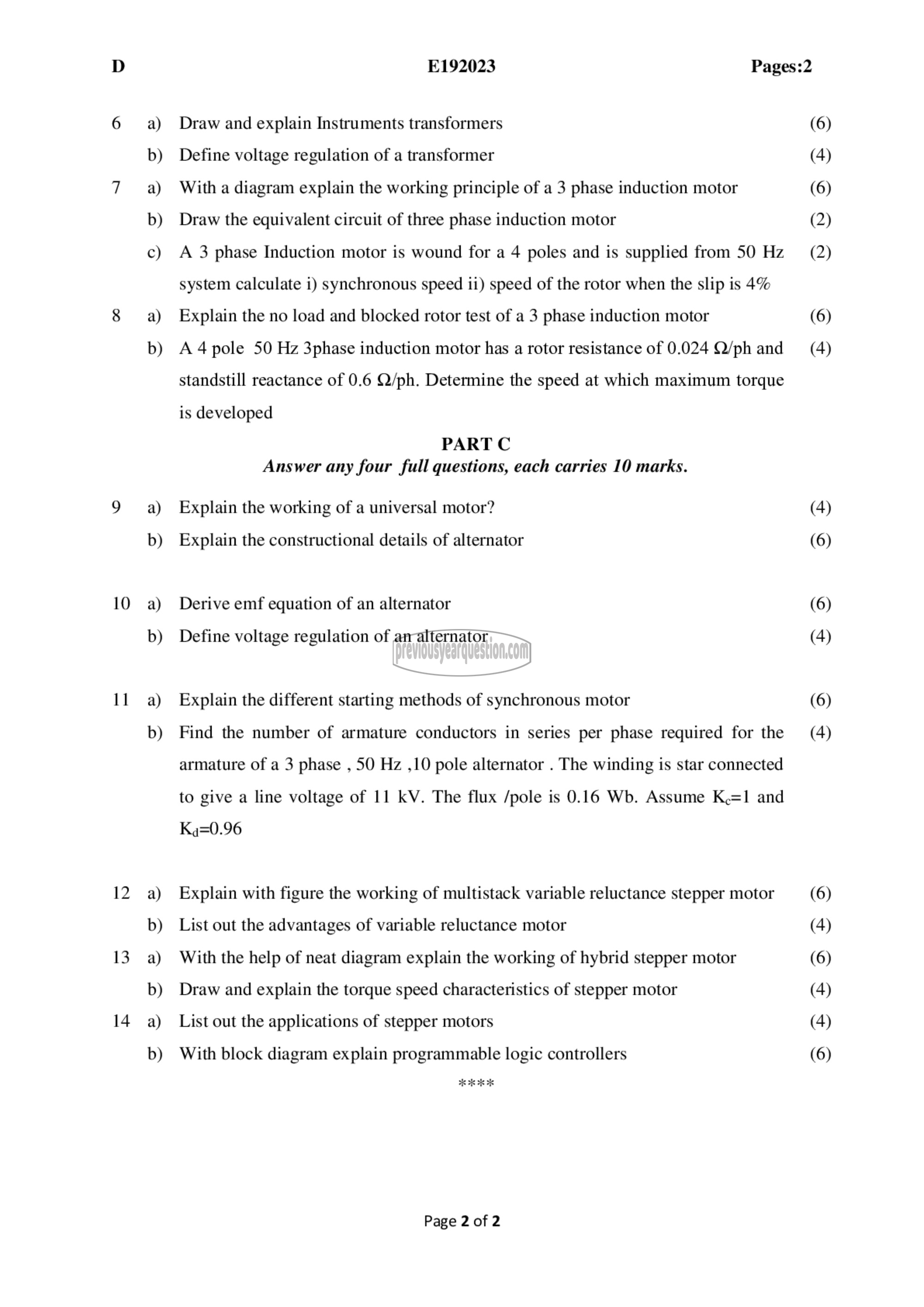 Question Paper - Electrical Drives &Control for Automation-2